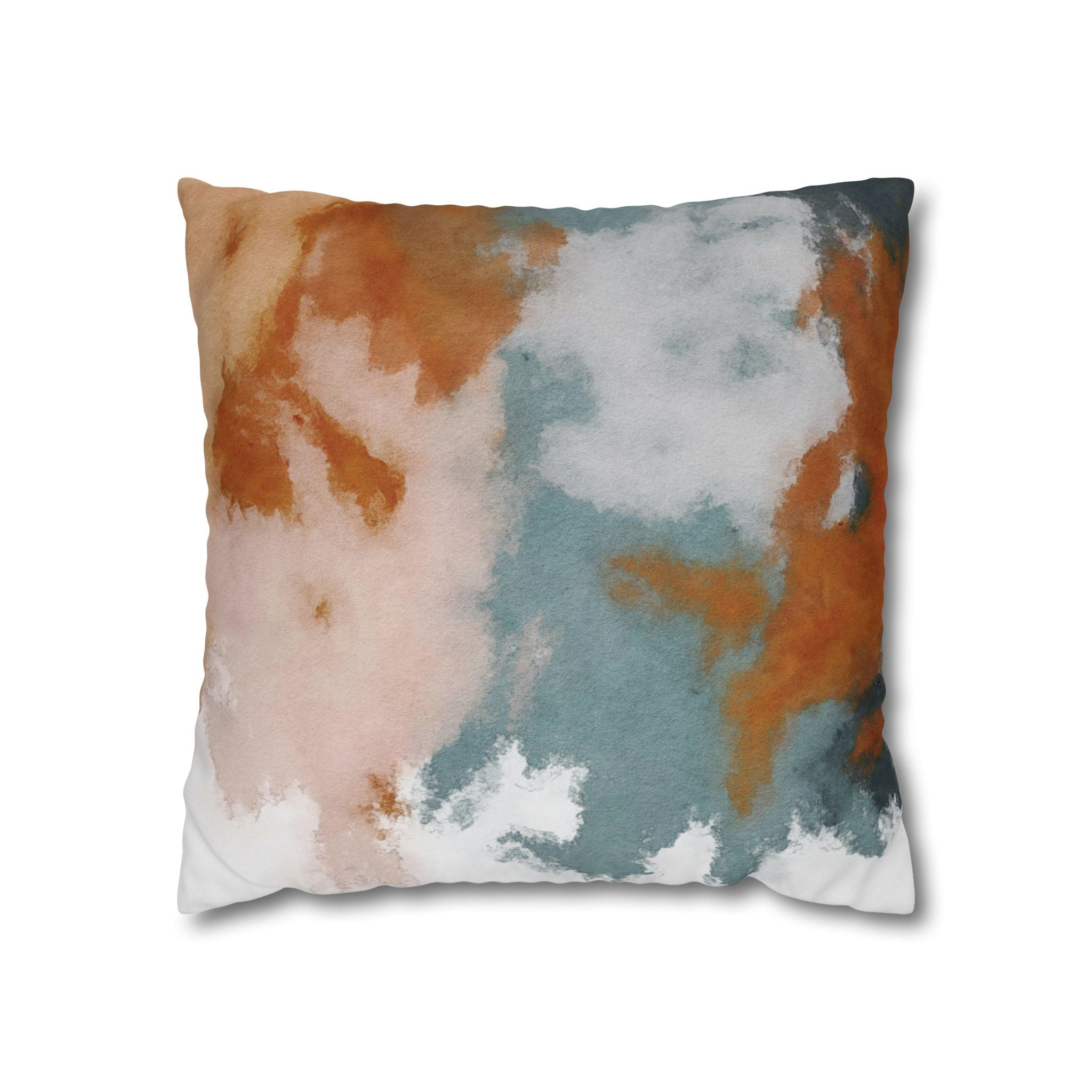 Square Poly Canvas Pillowcase | Muted Rust Blue blush