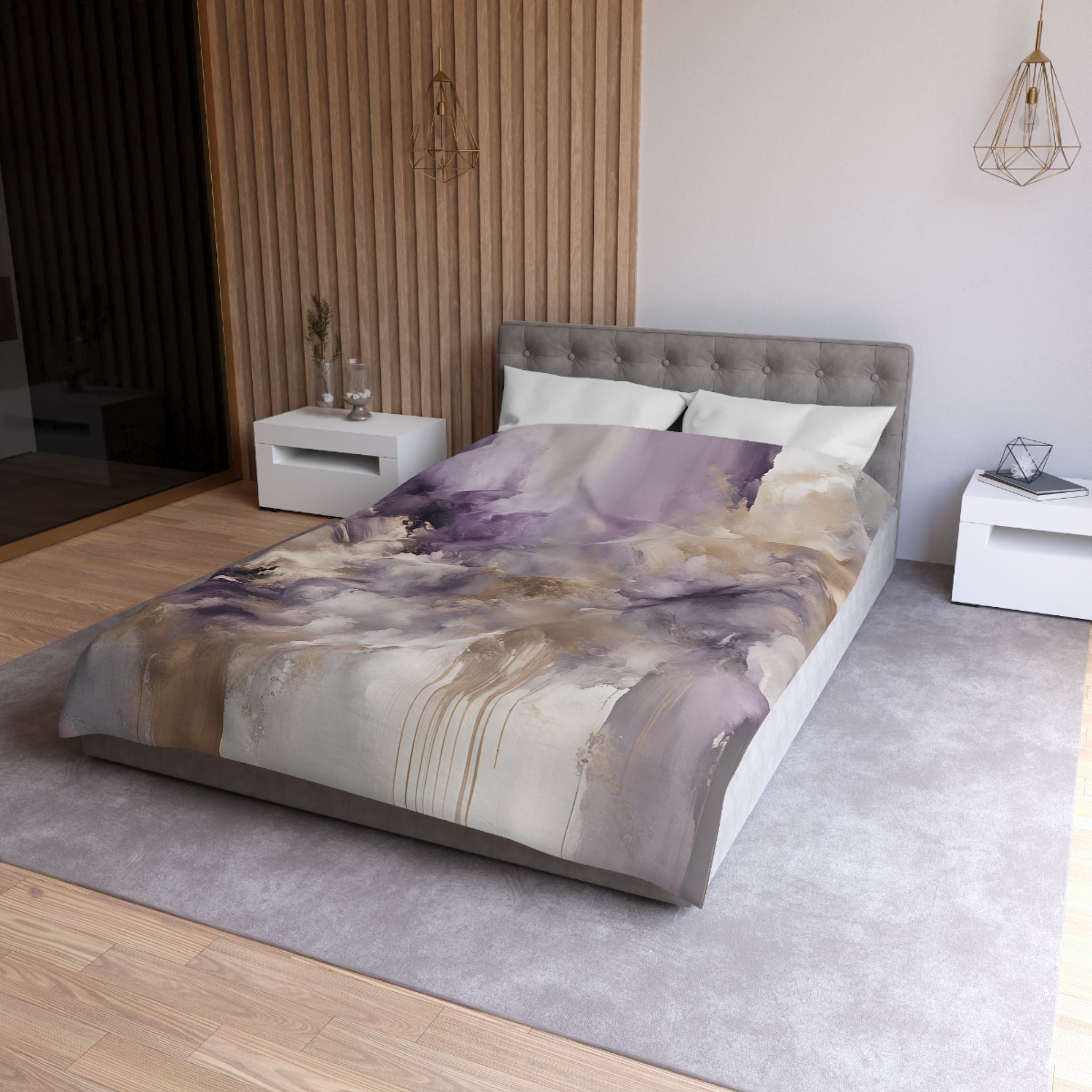 Abstract Duvet, Pillow Cover Set | Lavender Beige Bedroom Set