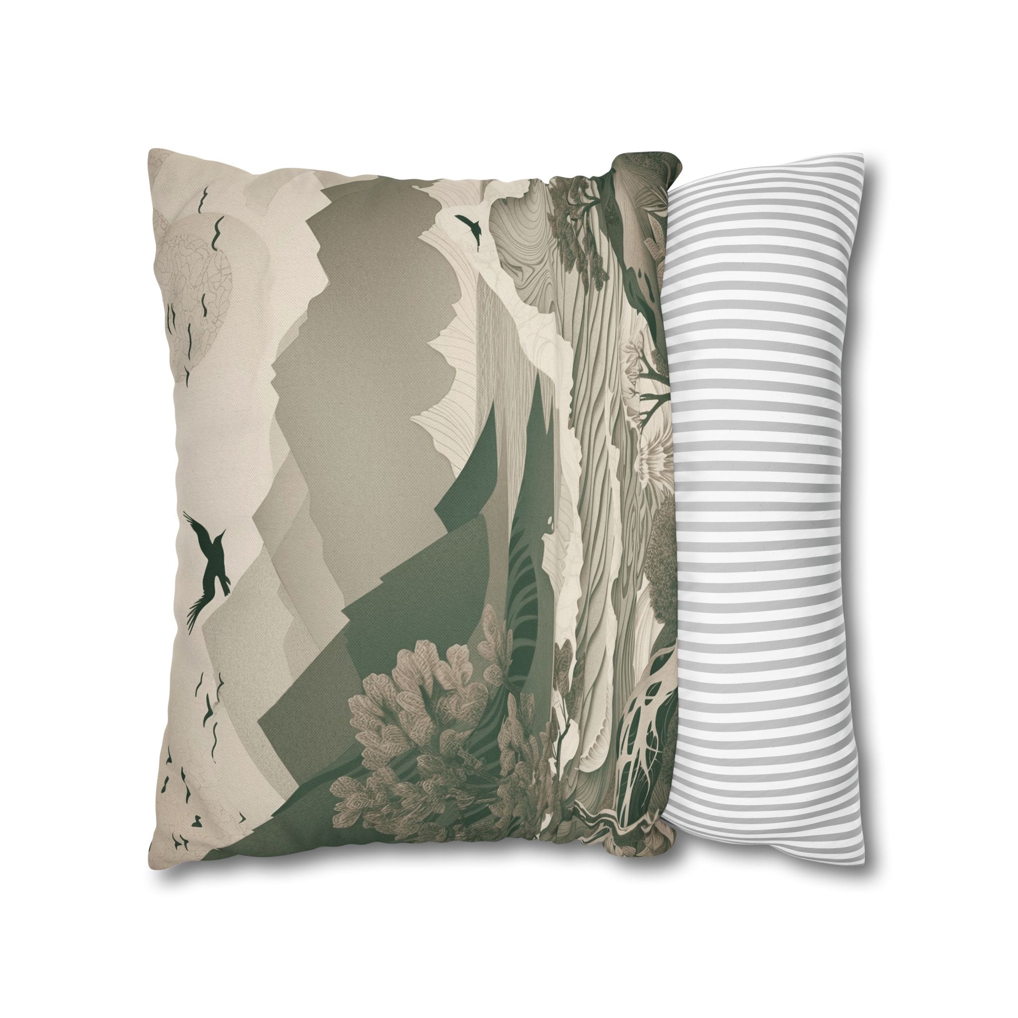 Landscape Throw Pillow Cover, Nature Modern Organic Decor Cushion