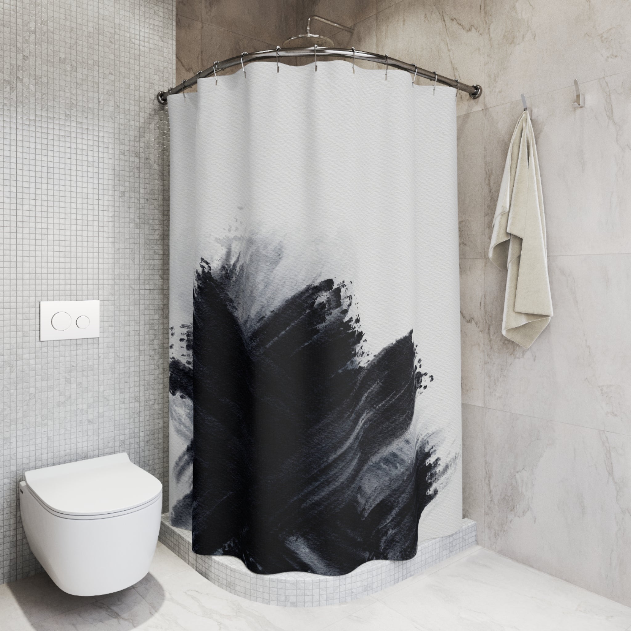Abstract Shower Curtain | Grey Watercolor Minimalist