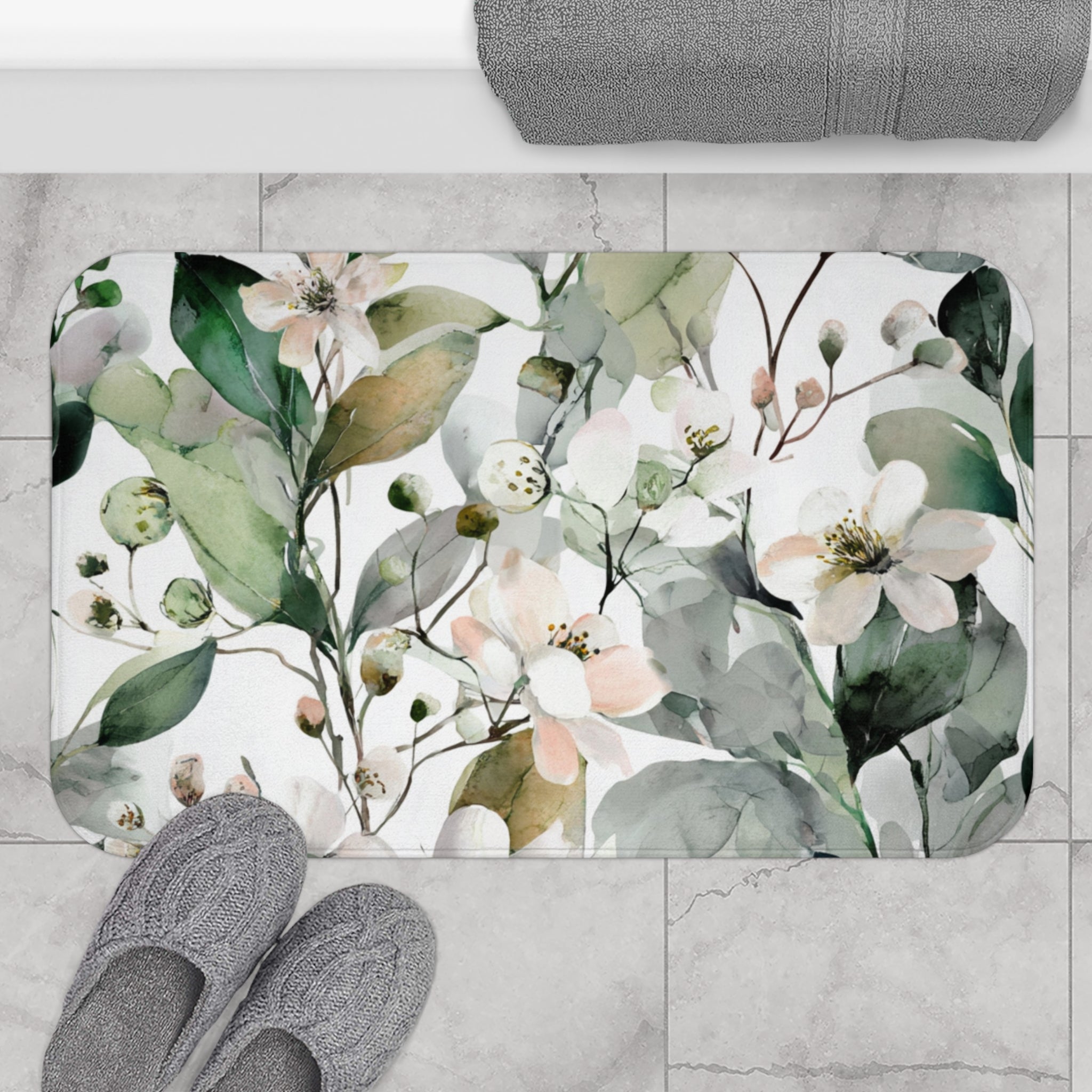 Floral Bath Mat | Botanical Forest Kitchen Mat