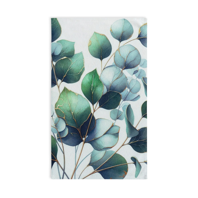 Floral Kitchen, Bath Hand Towel | Forest Green, Blue Eucalyptus Leaves