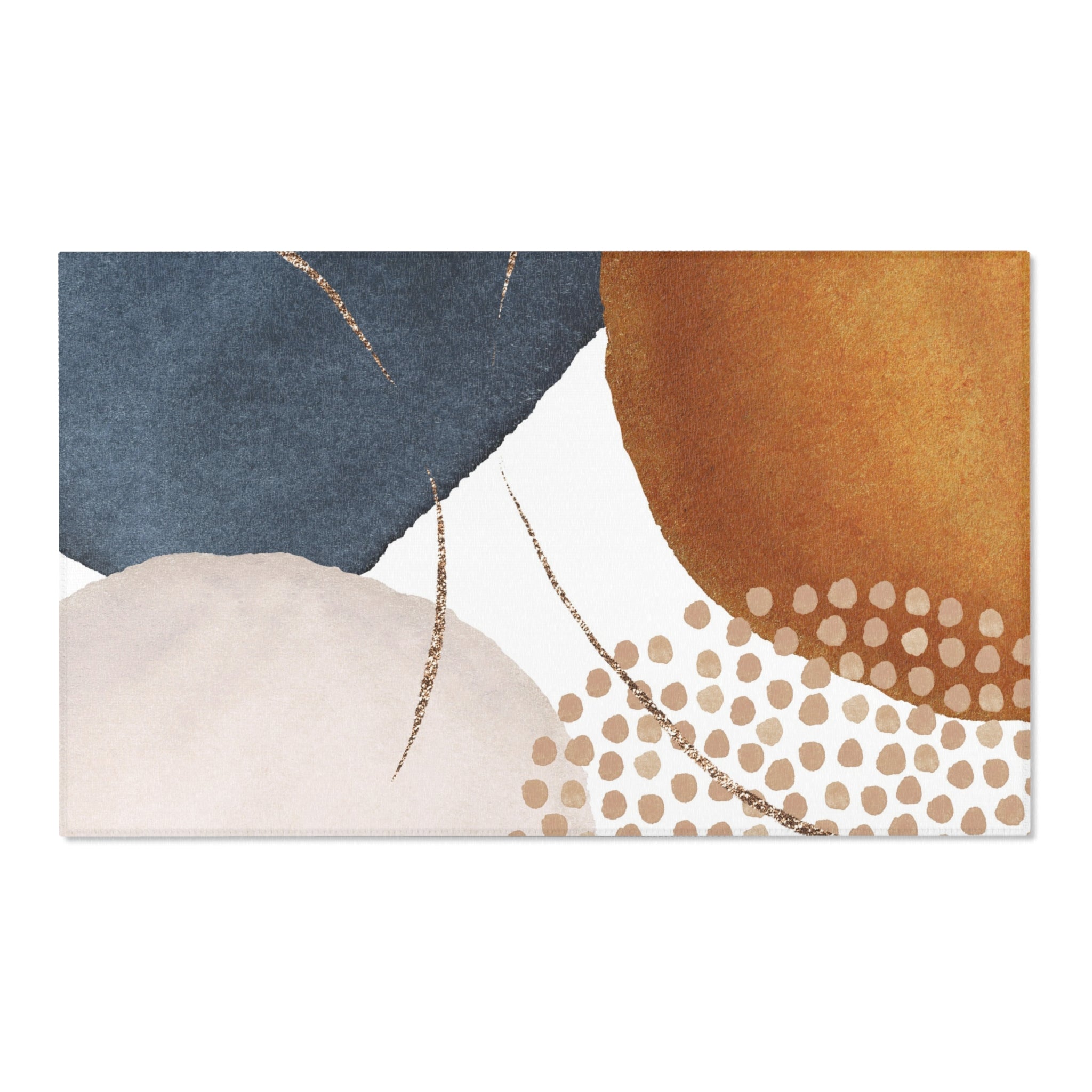 Abstract Area Rug | Watercolor Blue Burnt Orange, Beige