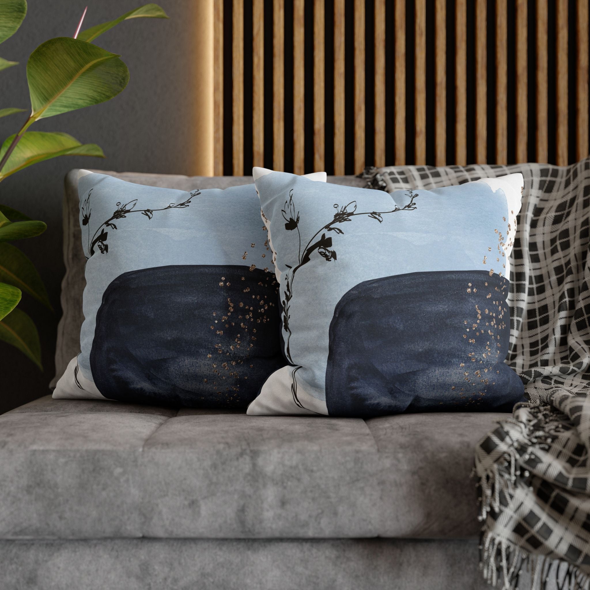 Blue Throw Pillow Cover, Modern Organic Decor, Couch Cushion