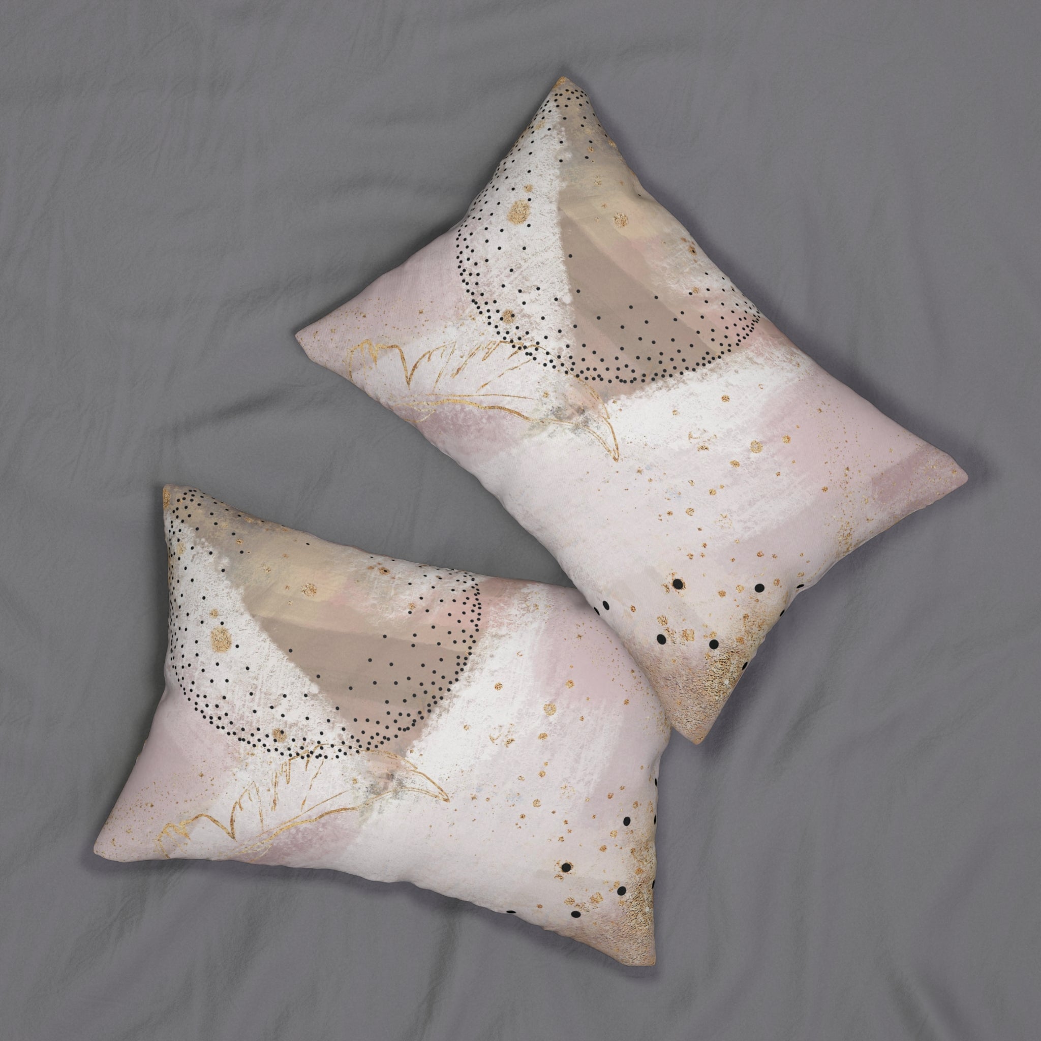 Abstract Lumbar Pillow | Blush Pink, White Black Ombre