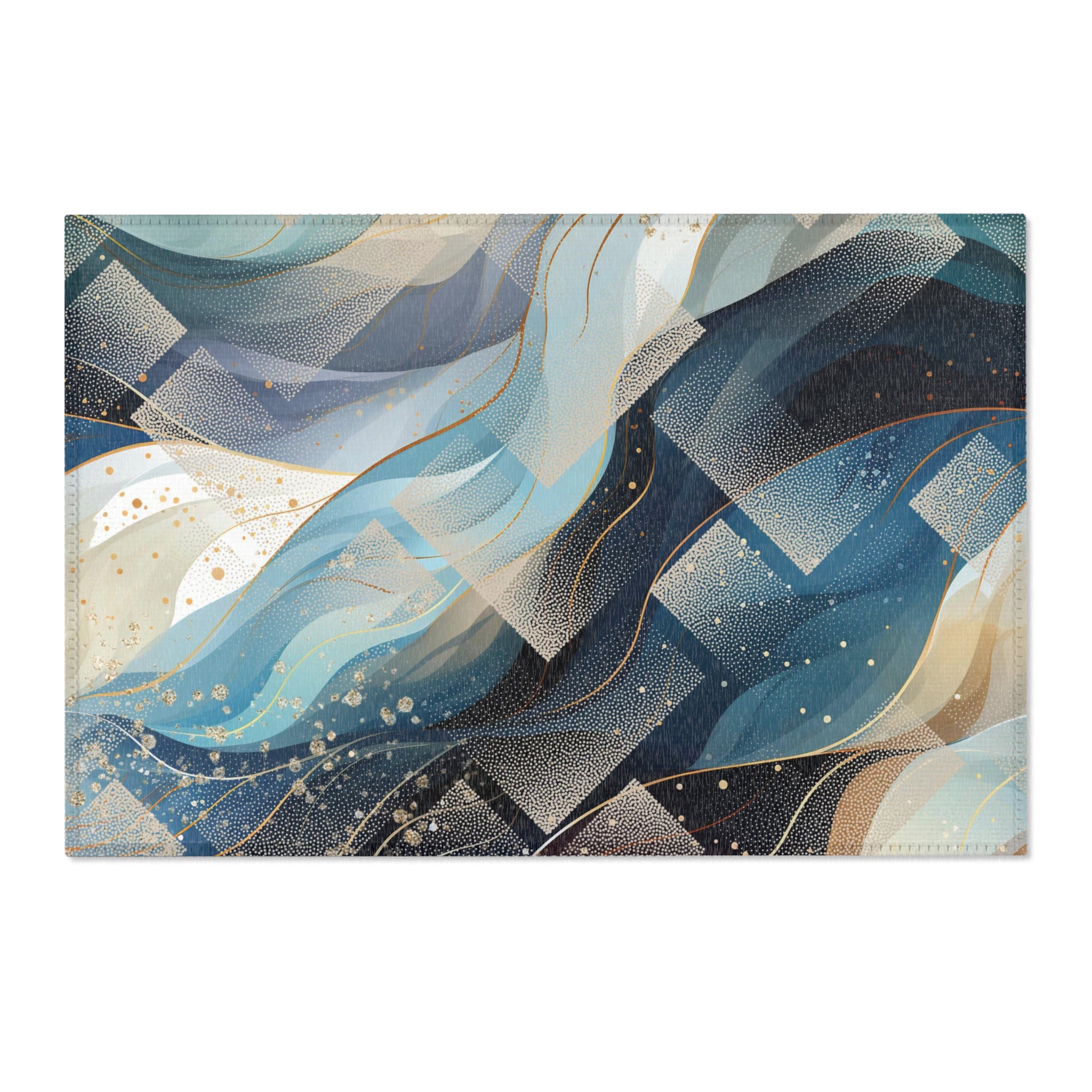 Abstract Colorful Area Rug | Blue Waves, Geo Rug