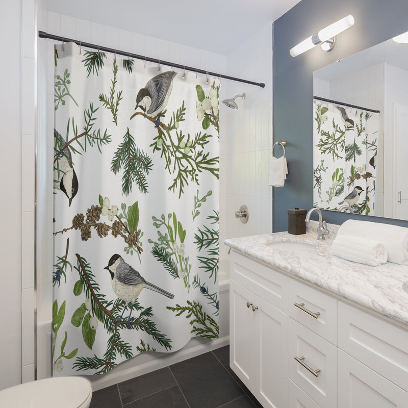 Shabby Nature Shower Curtain | Green White, Nature Bath Curtain