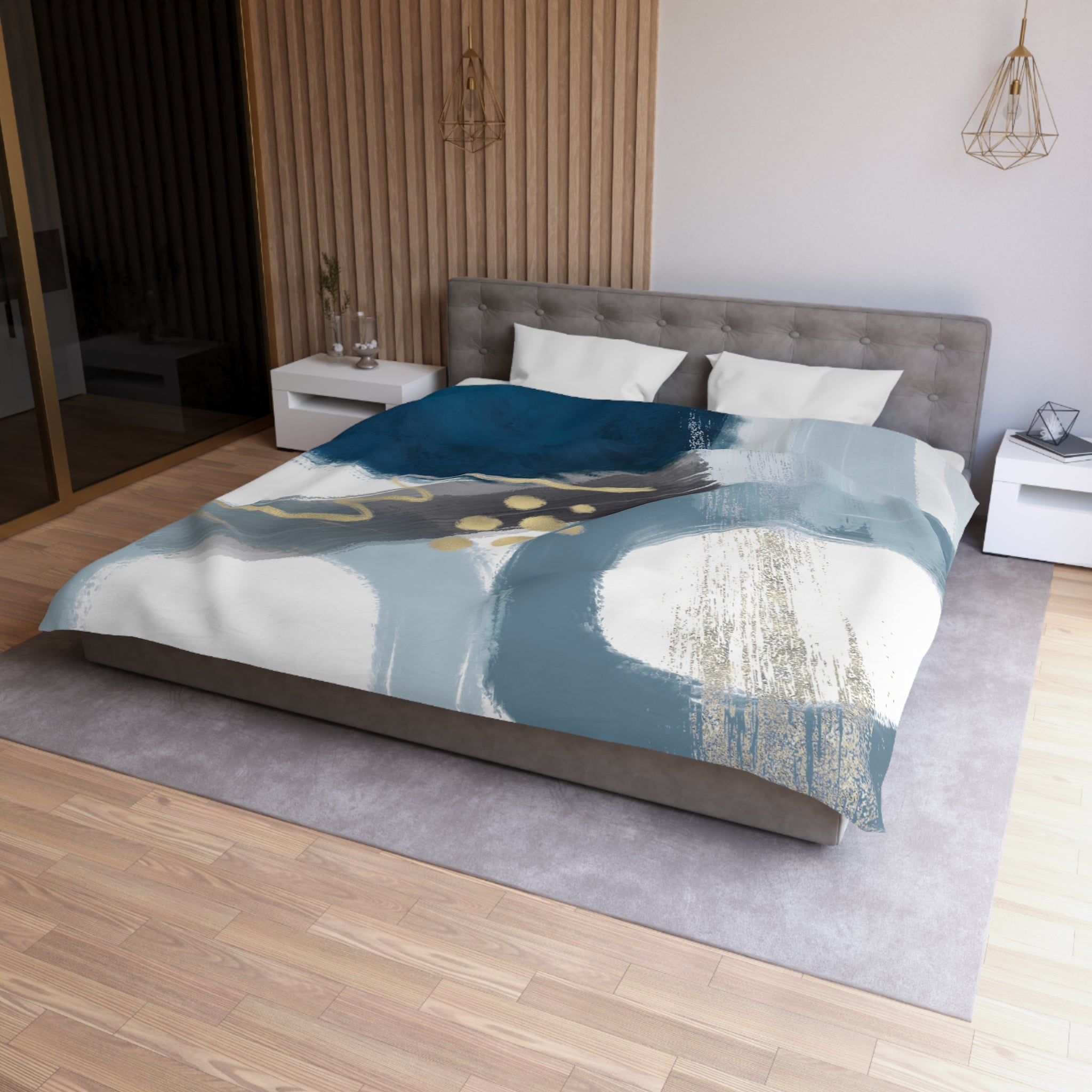 Abstract Duvet Cover | Blue White Grey Bedding Boho Decor