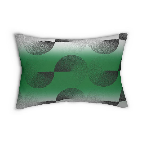 Abstract Lumbar Pillow | Green Black, White Ombre Geometric