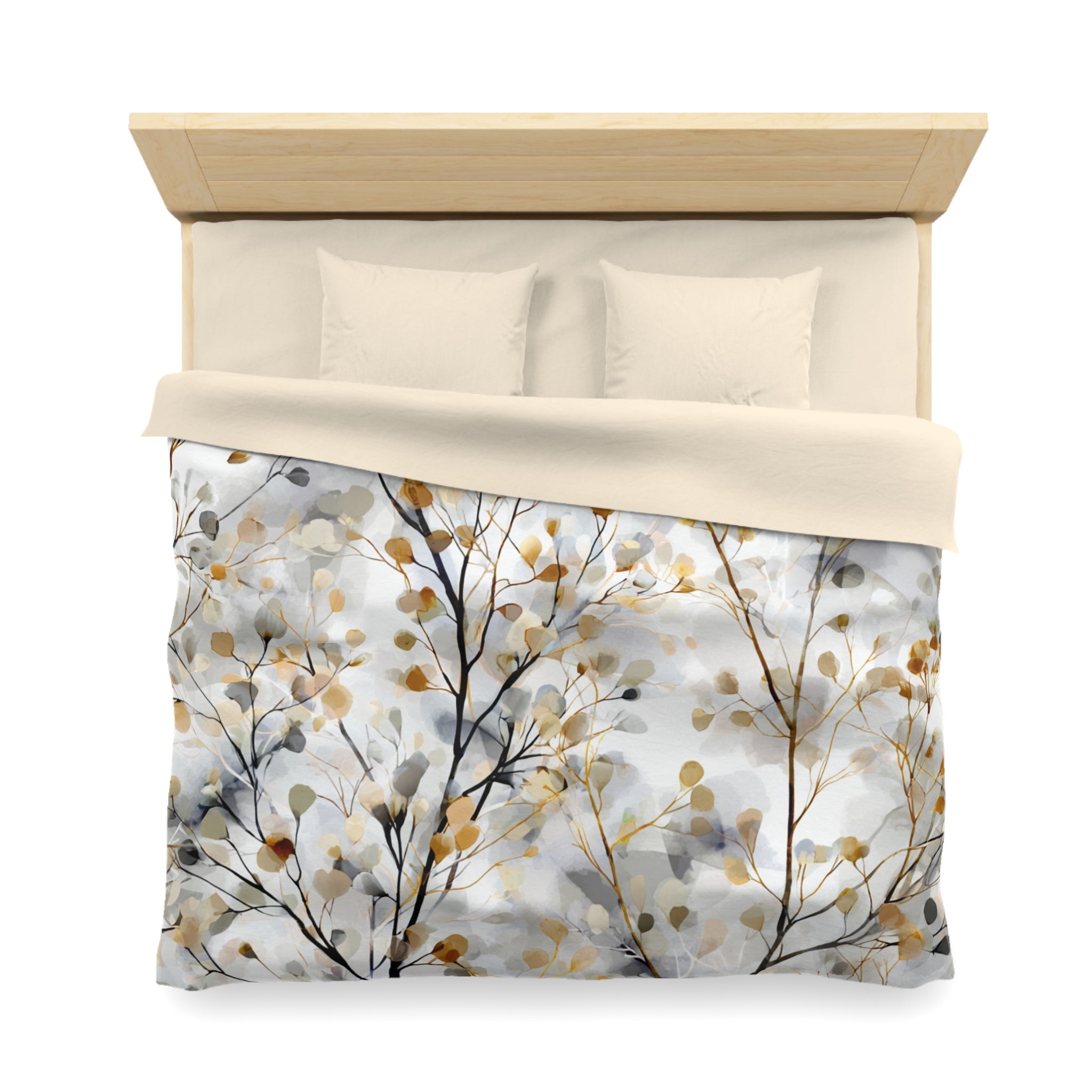 Floral Duvet, Pillow Cover | White Beige Bedroom Decor