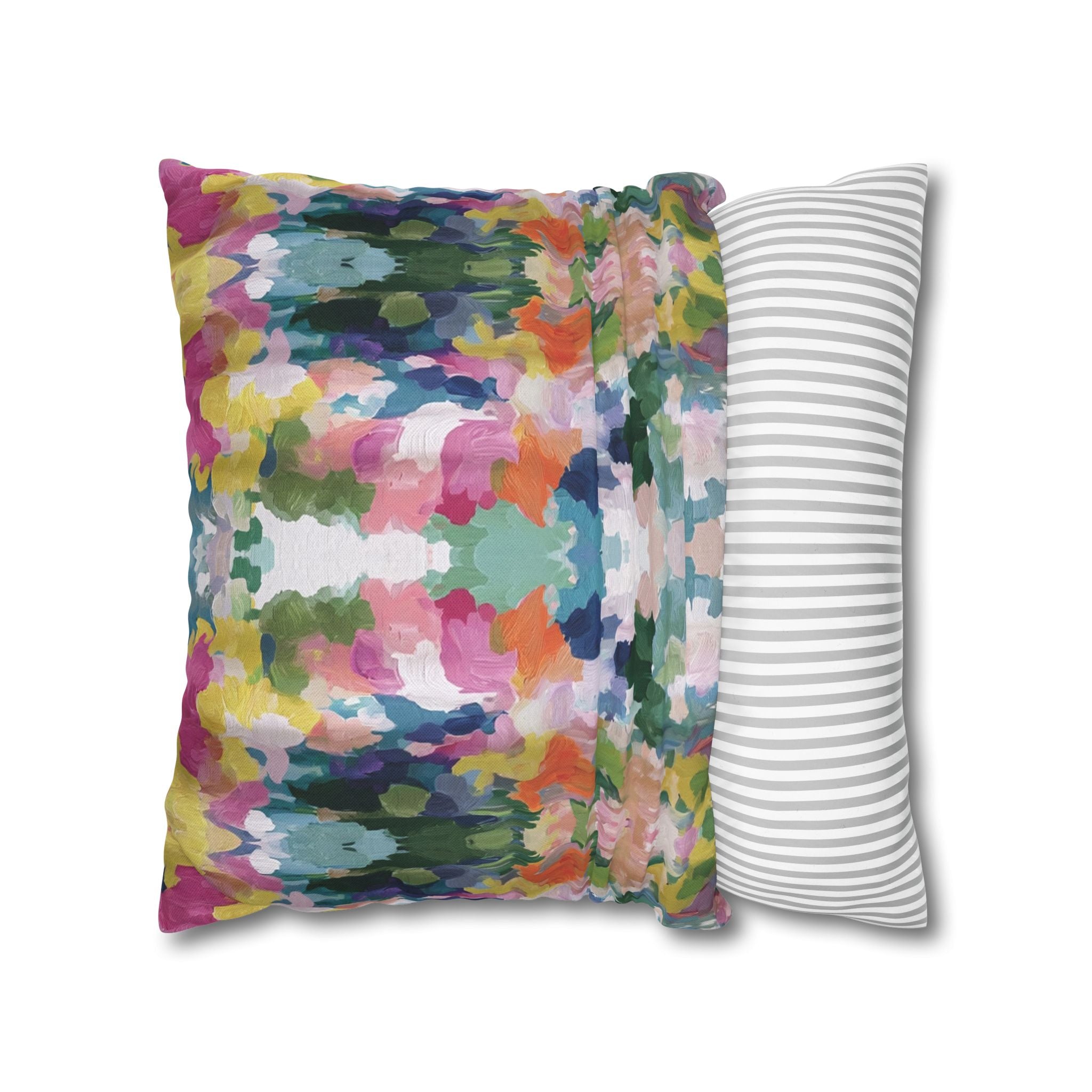 Mirrored Art Throw Pillow Cover | Colorful Abstract Watercolor