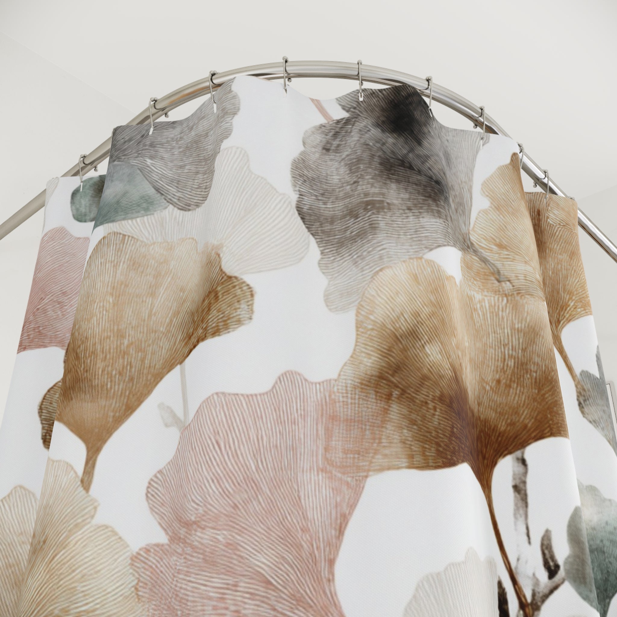 Gingko Boho Shower Curtain | Floral Leaves Bathroom Decor