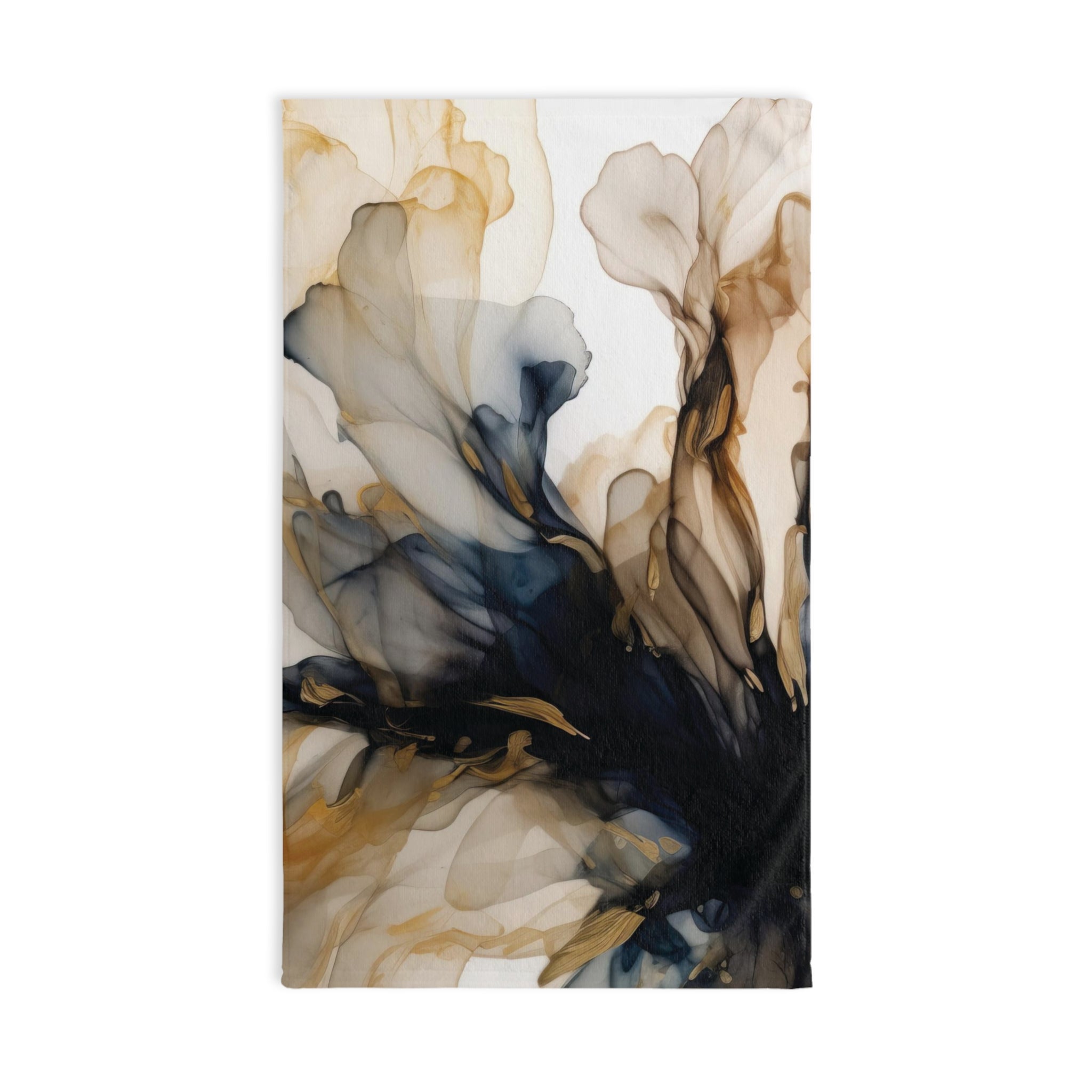 Abstract Kitchen, Bath Hand Towel | Navy Blue, Beige Ombre