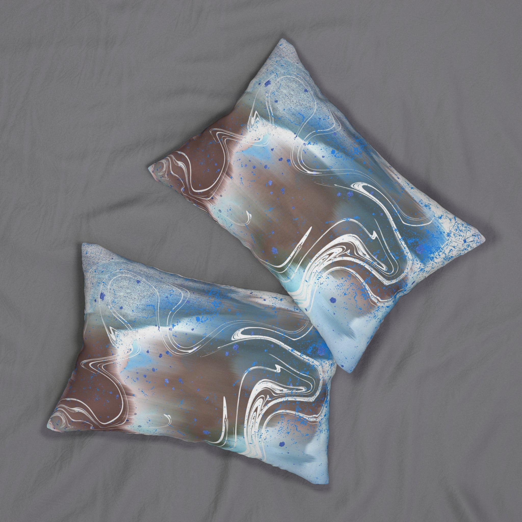 Abstract Lumbar Pillow | Blue Brown White