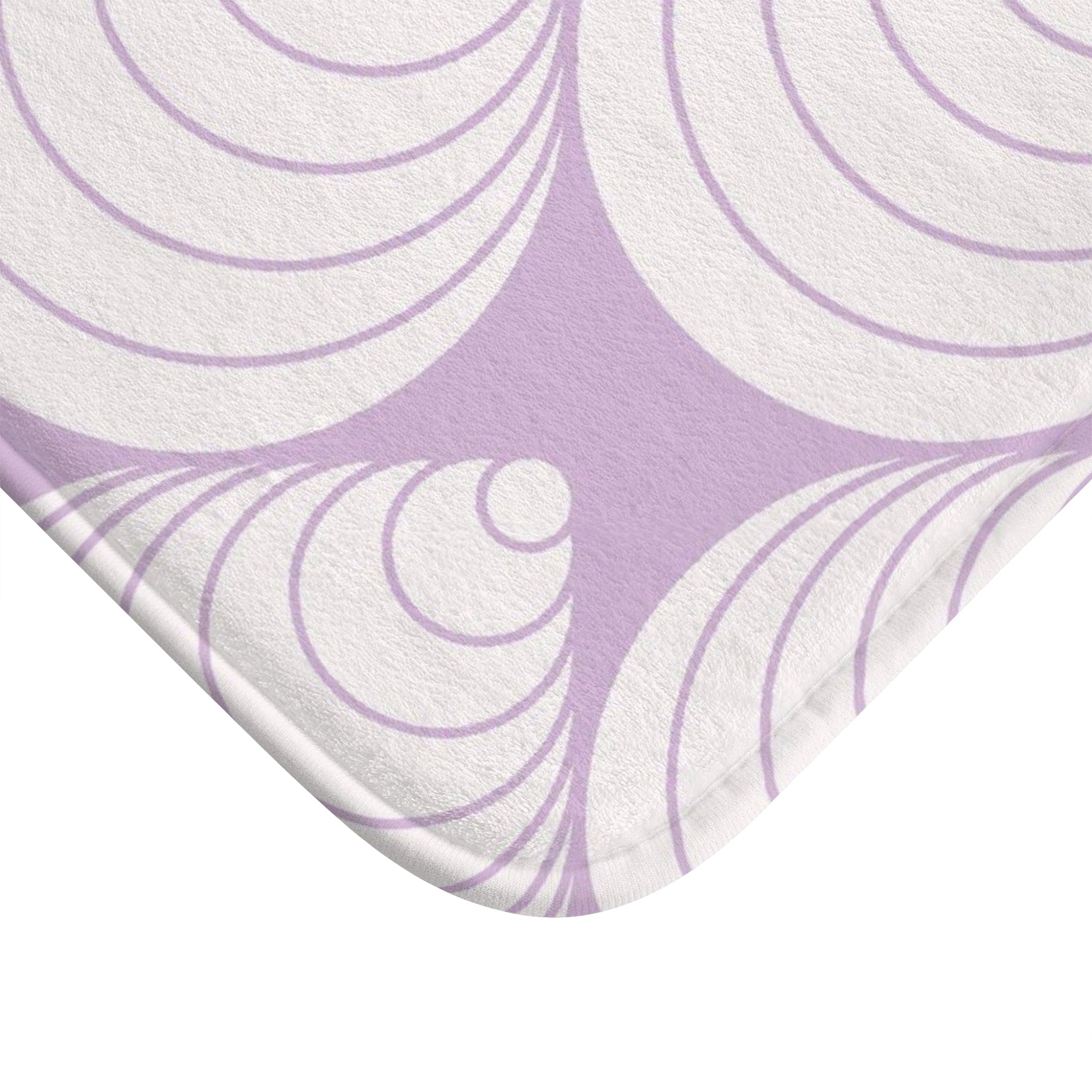 Art Deco Bath Mat, Kitchen Mat | Lavender, White Geometric