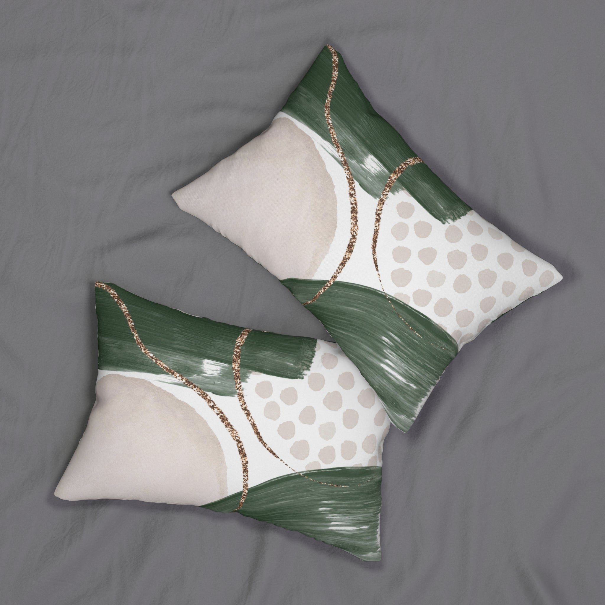 Abstract Lumbar Pillow | Sage Green, Ivory Blush Cream