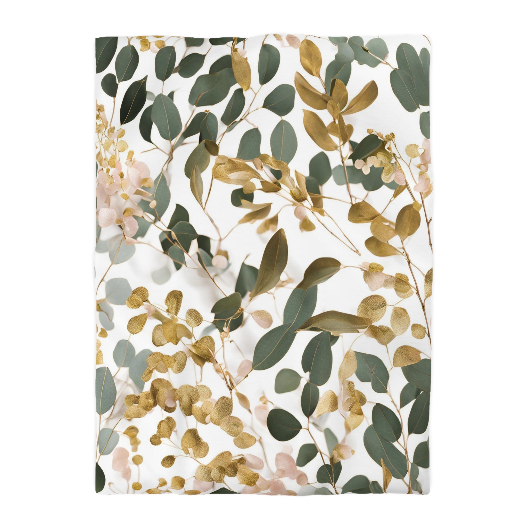 Floral Duvet Cover | Forest Sage Green, White Beige Eucalyptus Leaves Bedding Boho Decor