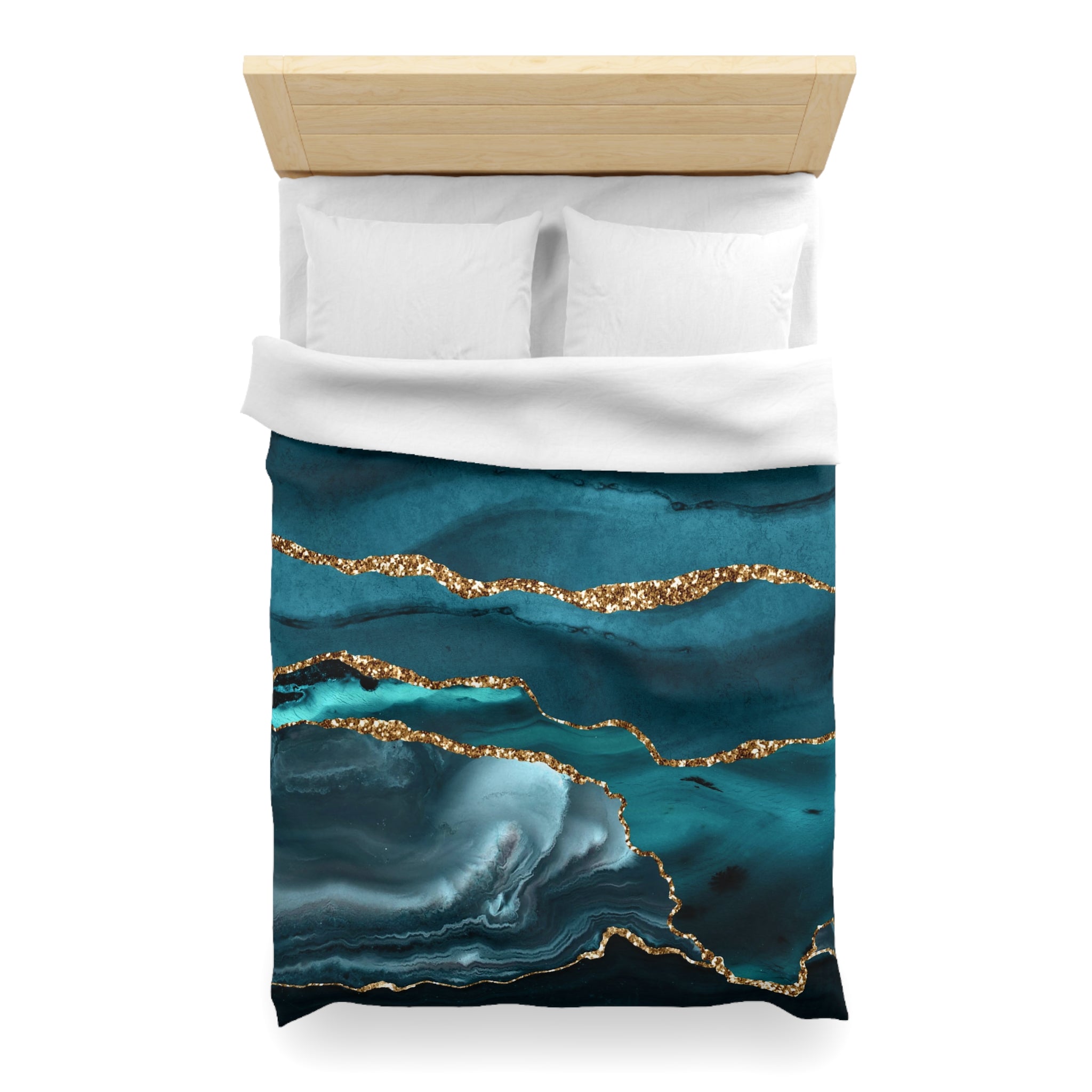 Abstract Duvet, Pillow Cover Set | Teal Blue Bedroom Set