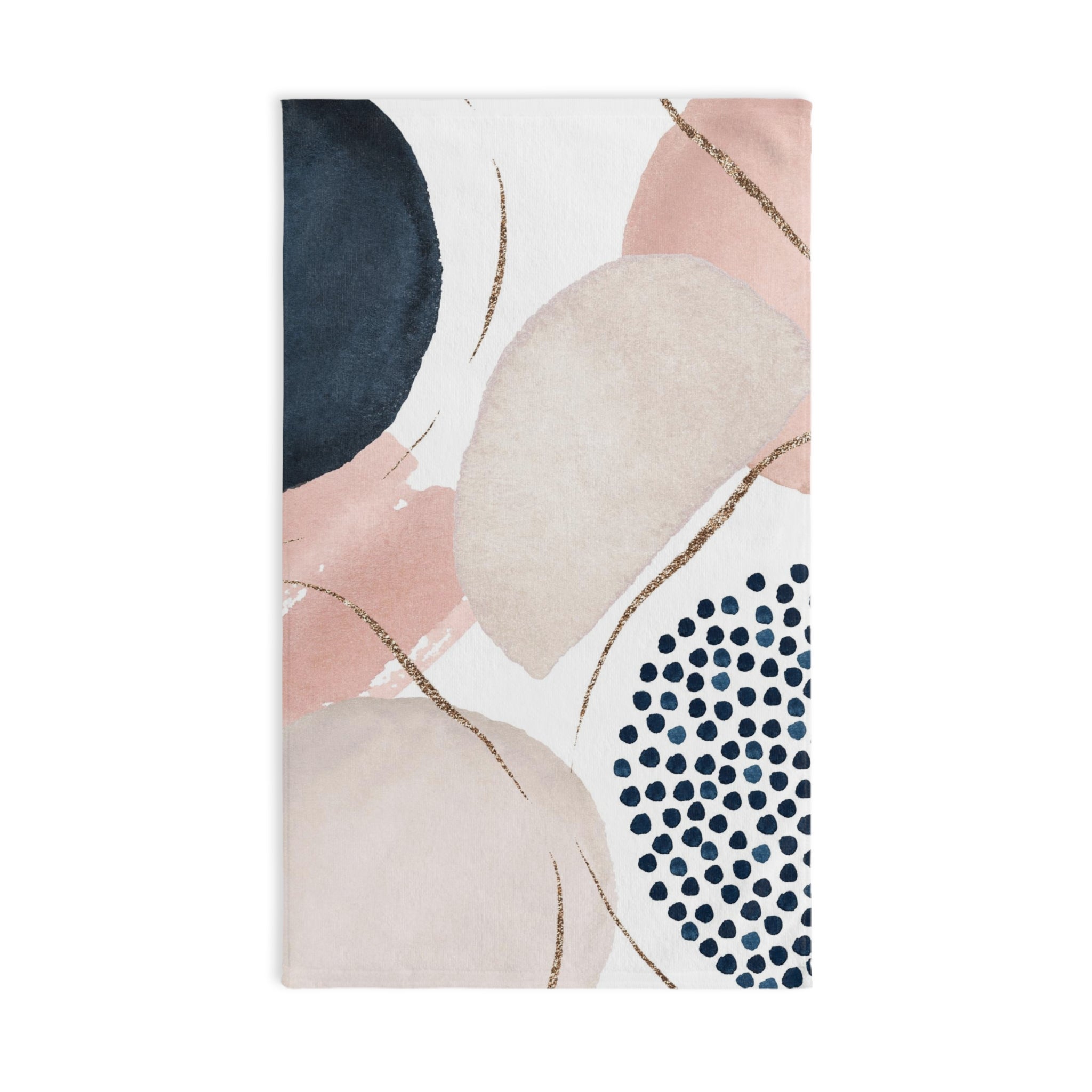 Abstract Kitchen, Bath Hand Towel | Blush Pink, Beige Ivory, Navy Blue