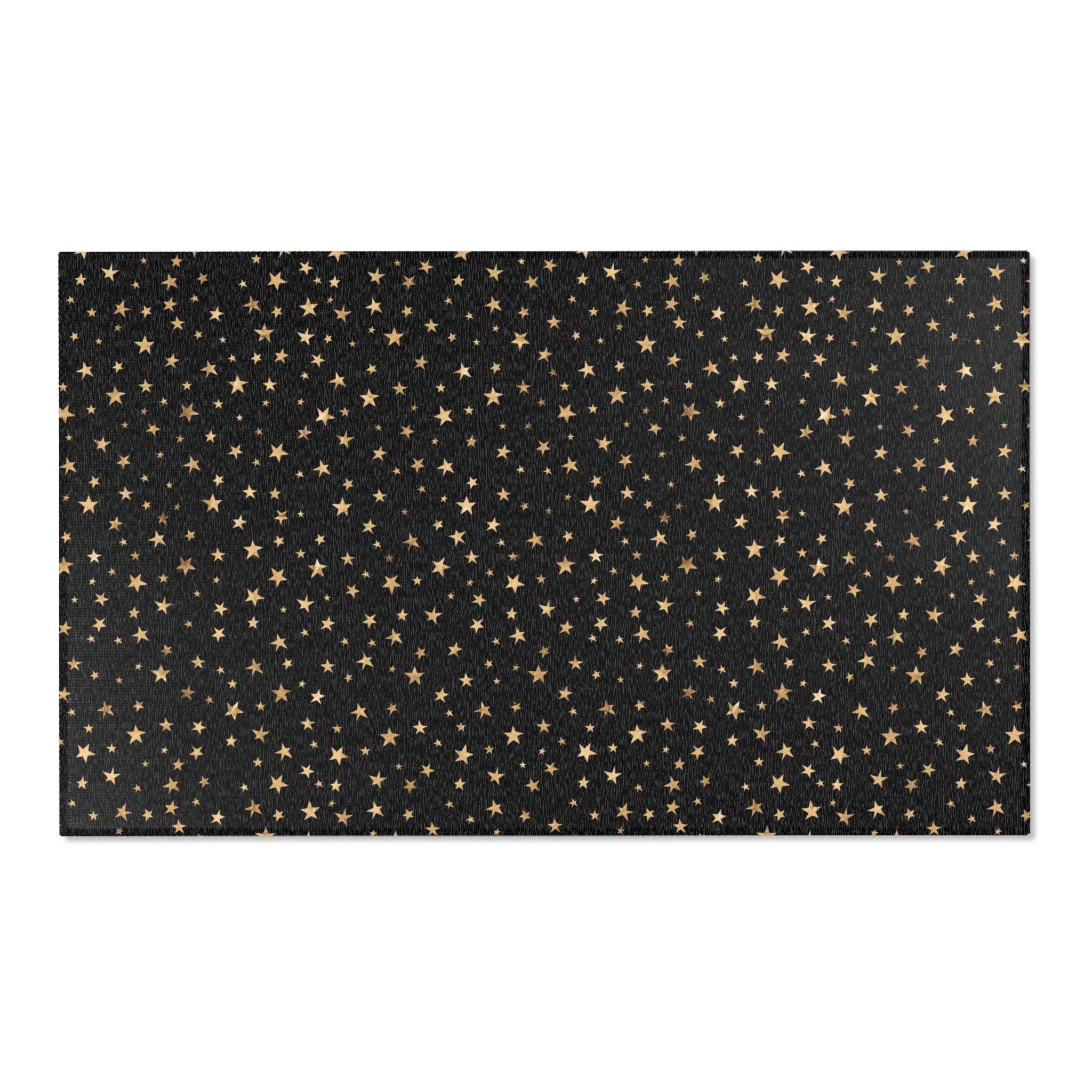 Boho Area Rug | Black Gold Beige Stars