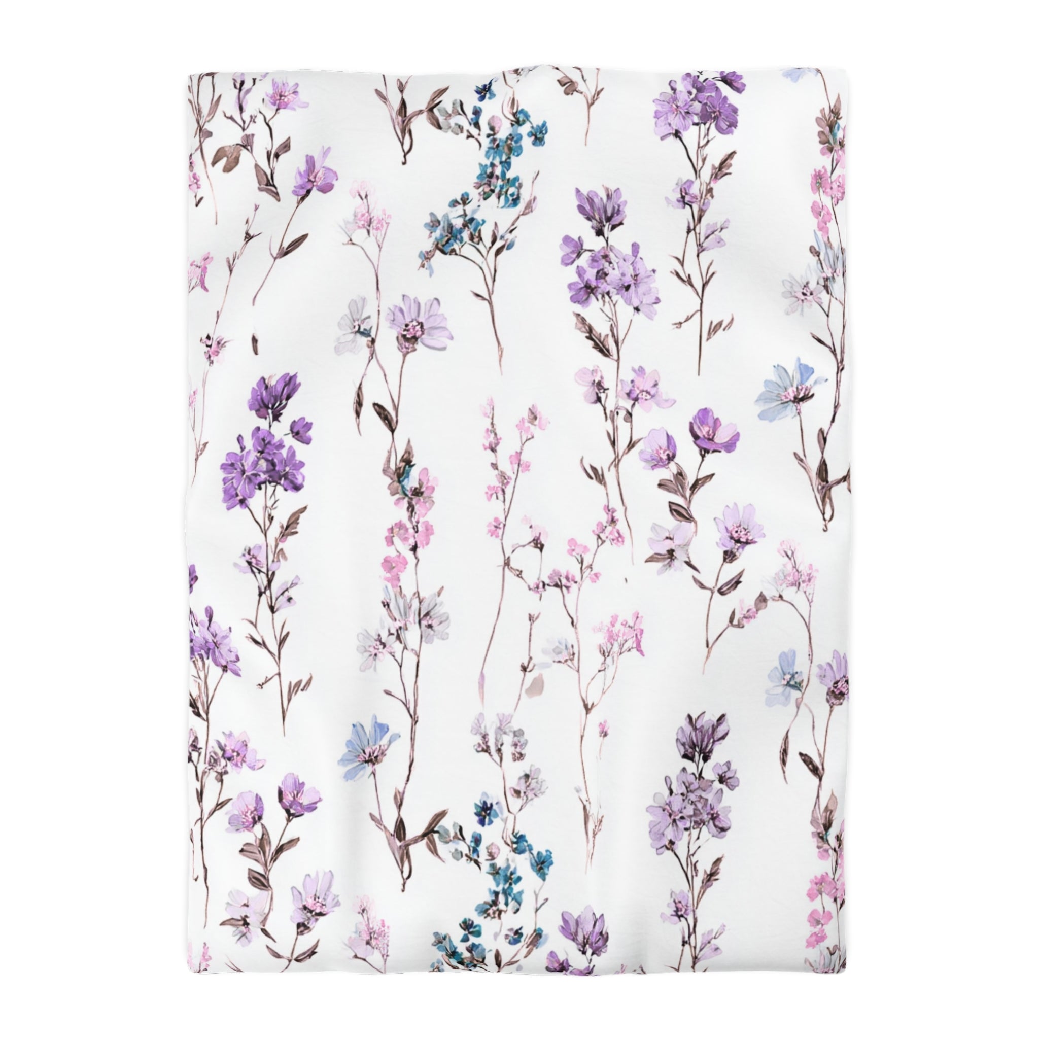 Floral Modern Duvet, Pillow Cover | White Purple Bedroom Decor
