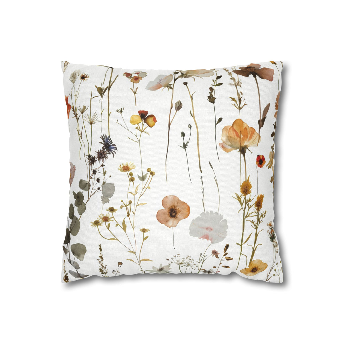 Rust and Sage Meadow Flower Pillow Cover