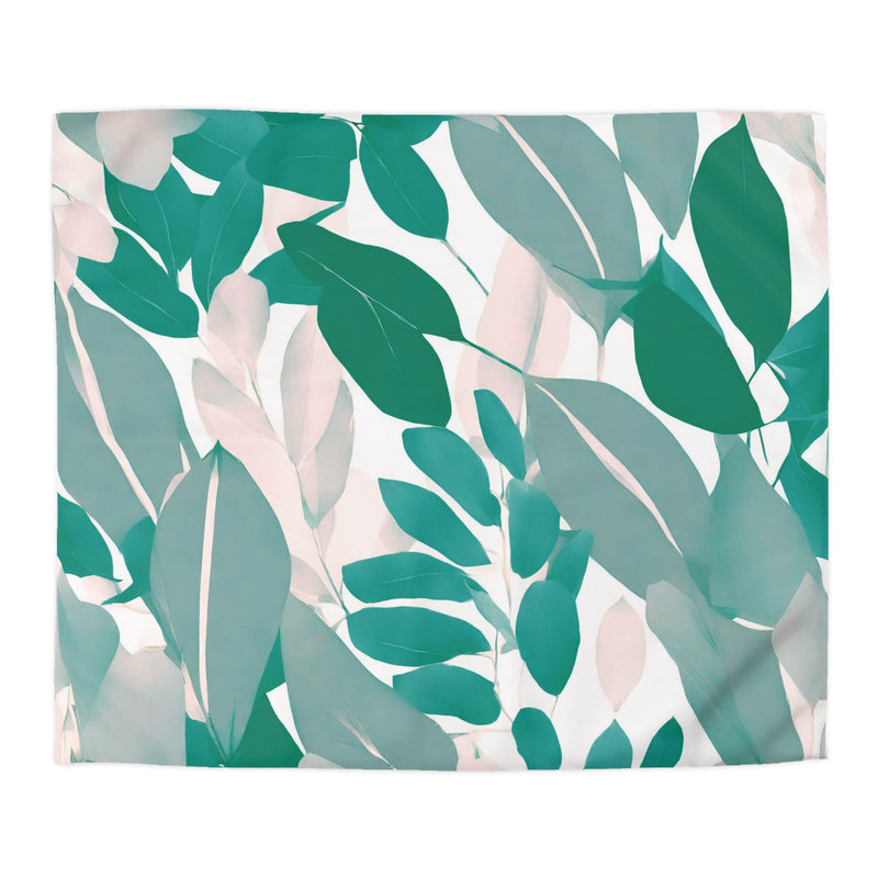 Boho Duvet Cover | Floral Sage Teal Green, Blush Pink