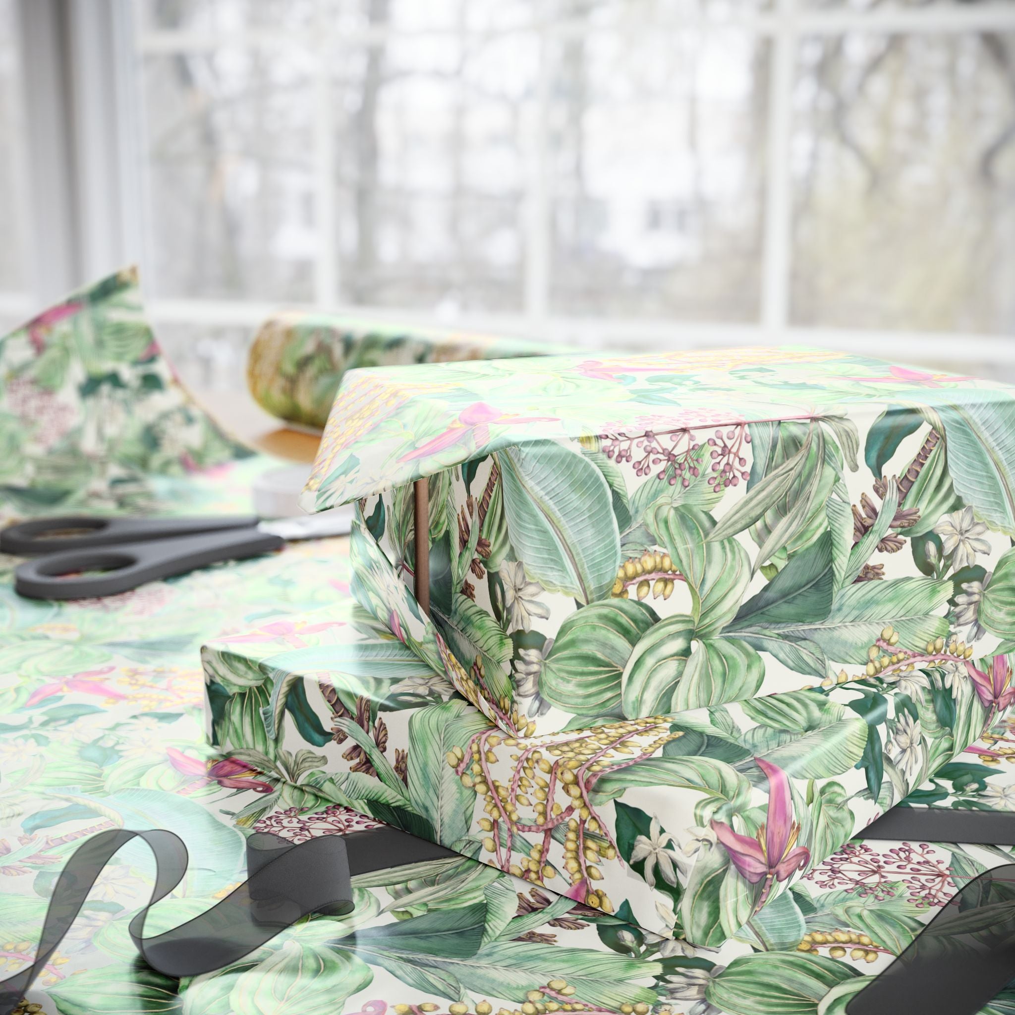 Floral Wrapping Papers, Jungle Botanical Gift Wrapping for the Holidays, Birthdays