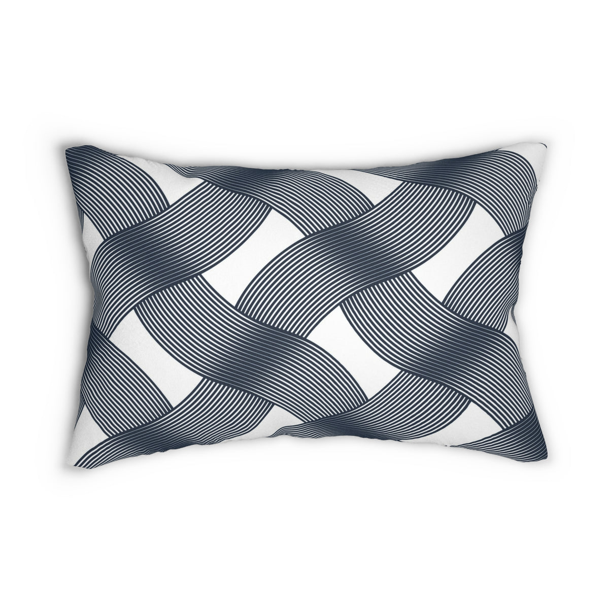 Navy White Deco Basketweave Lumbar Pillow 14x20, Coastal Accent Pillow