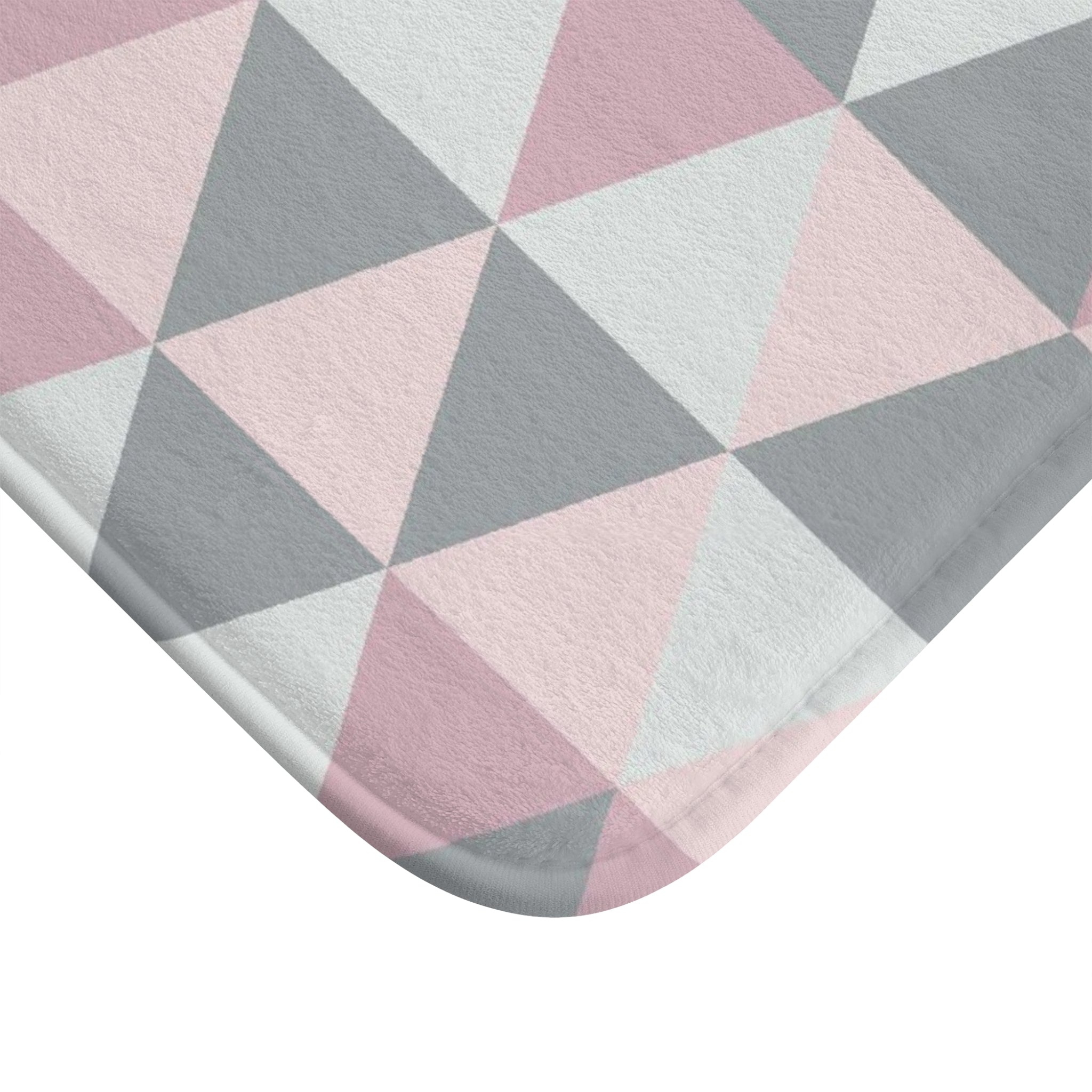 Abstract Bath, Kitchen Mat, Rug | Mauve Pink Gray Geometric