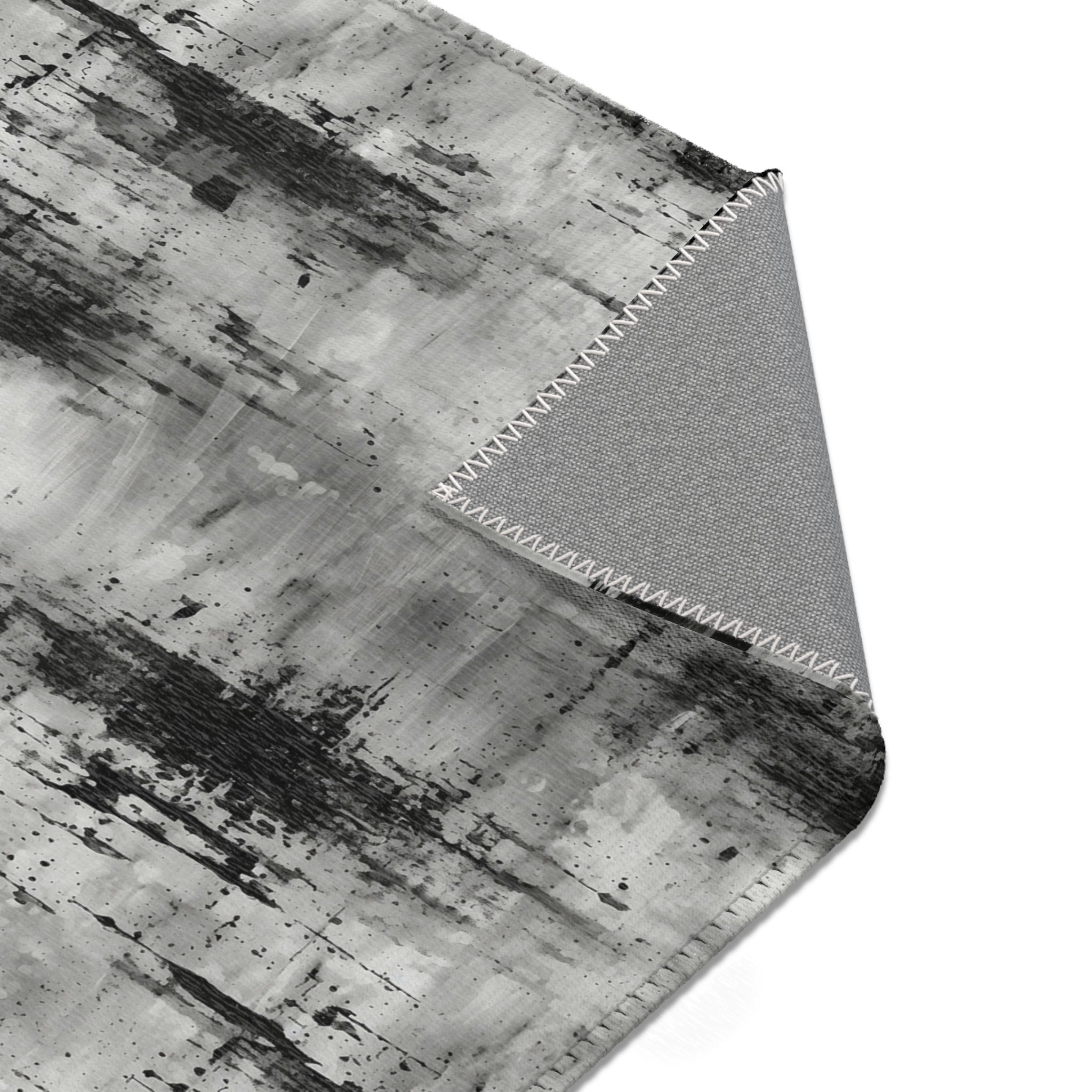 Abstract Ombre Area Rug | Grey Black Watercolor Artsy Rug