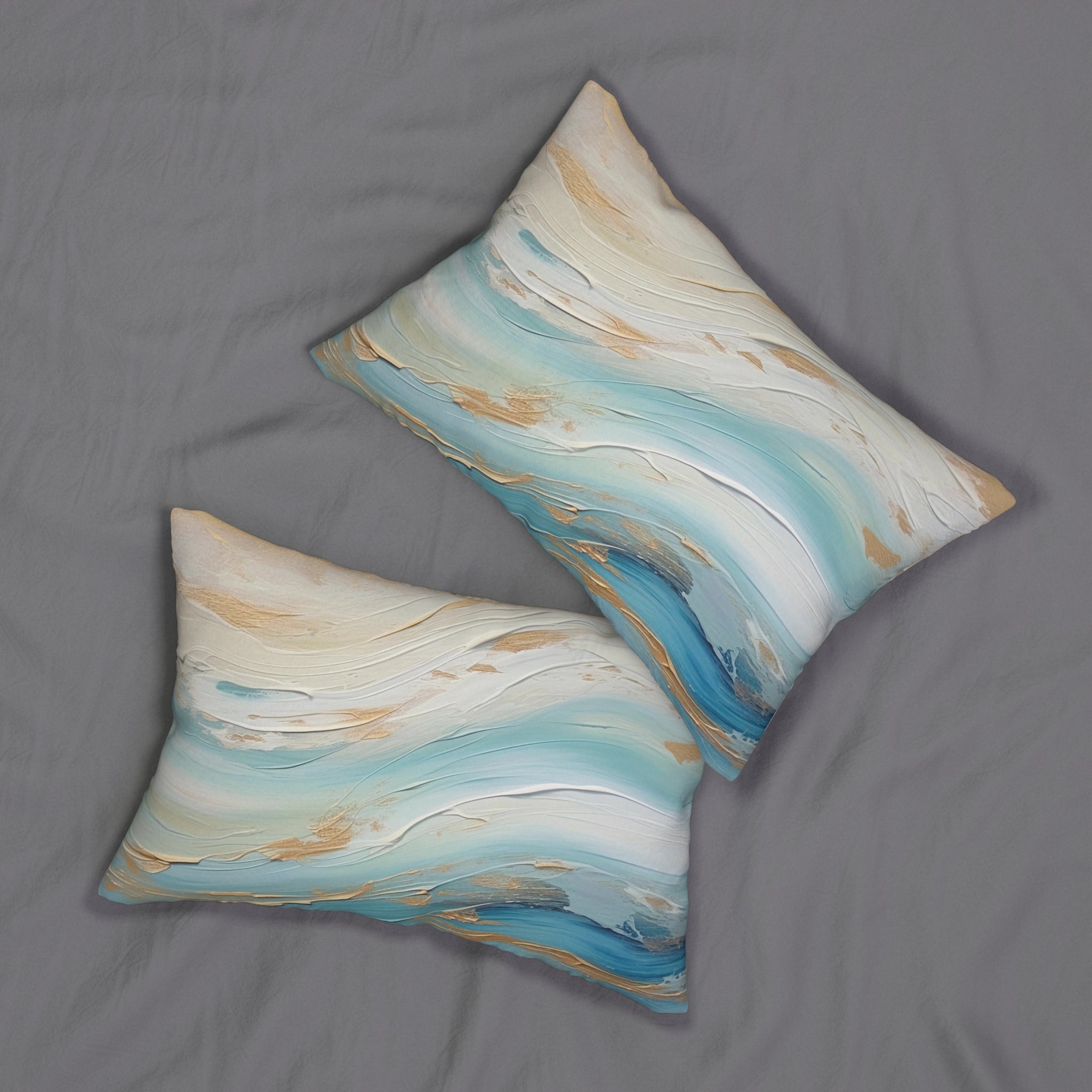 Abstract Lumbar Pillow | Teal Turquoise Ombre