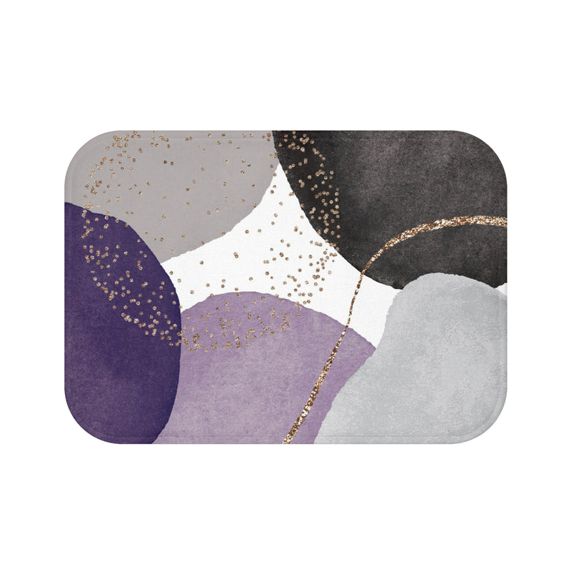 Boho Bath, Kitchen Mat | Modern Black Lavender Purple, Grey Bathroom