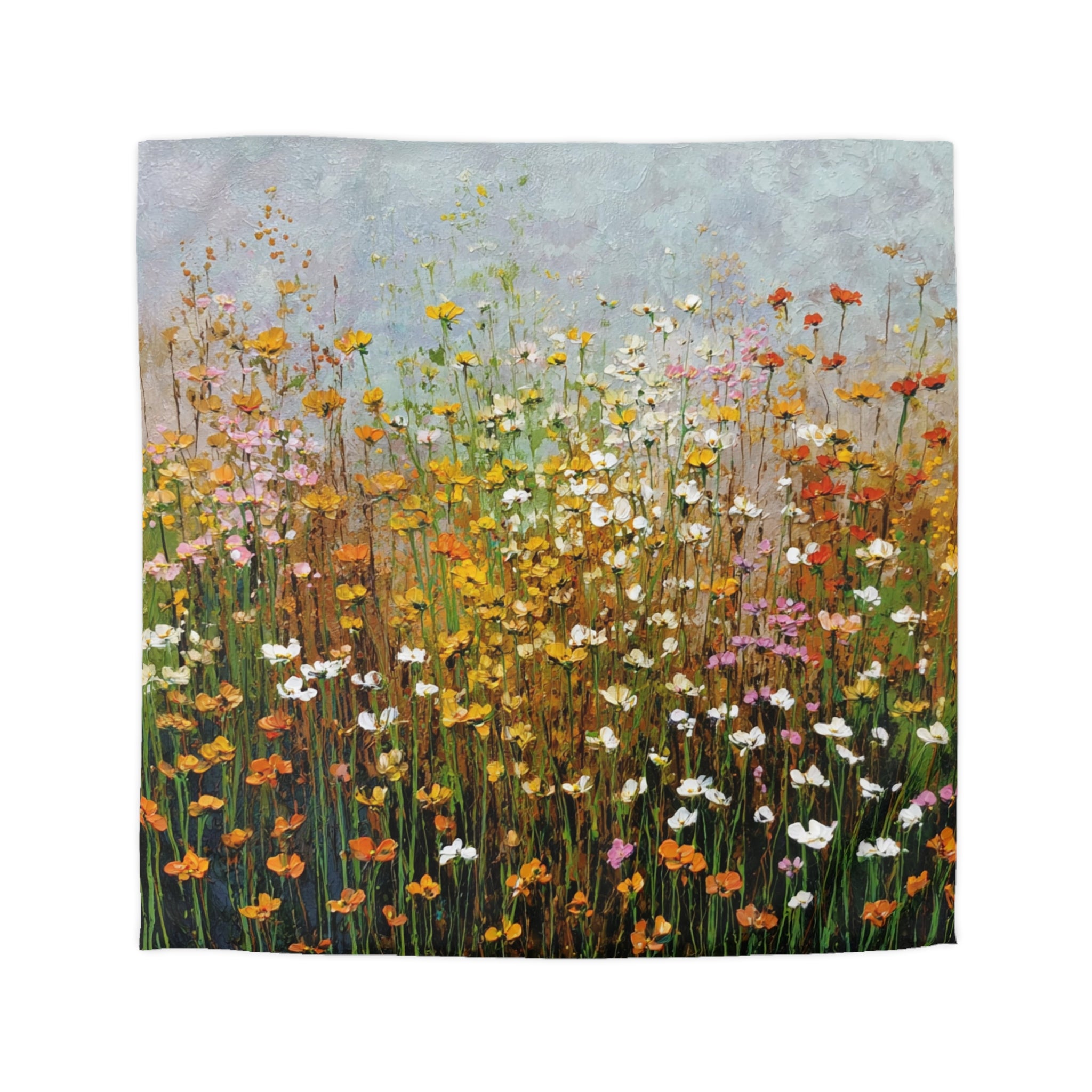 Floral Duvet, Pillow Cover | Orange Green Bedroom Decor