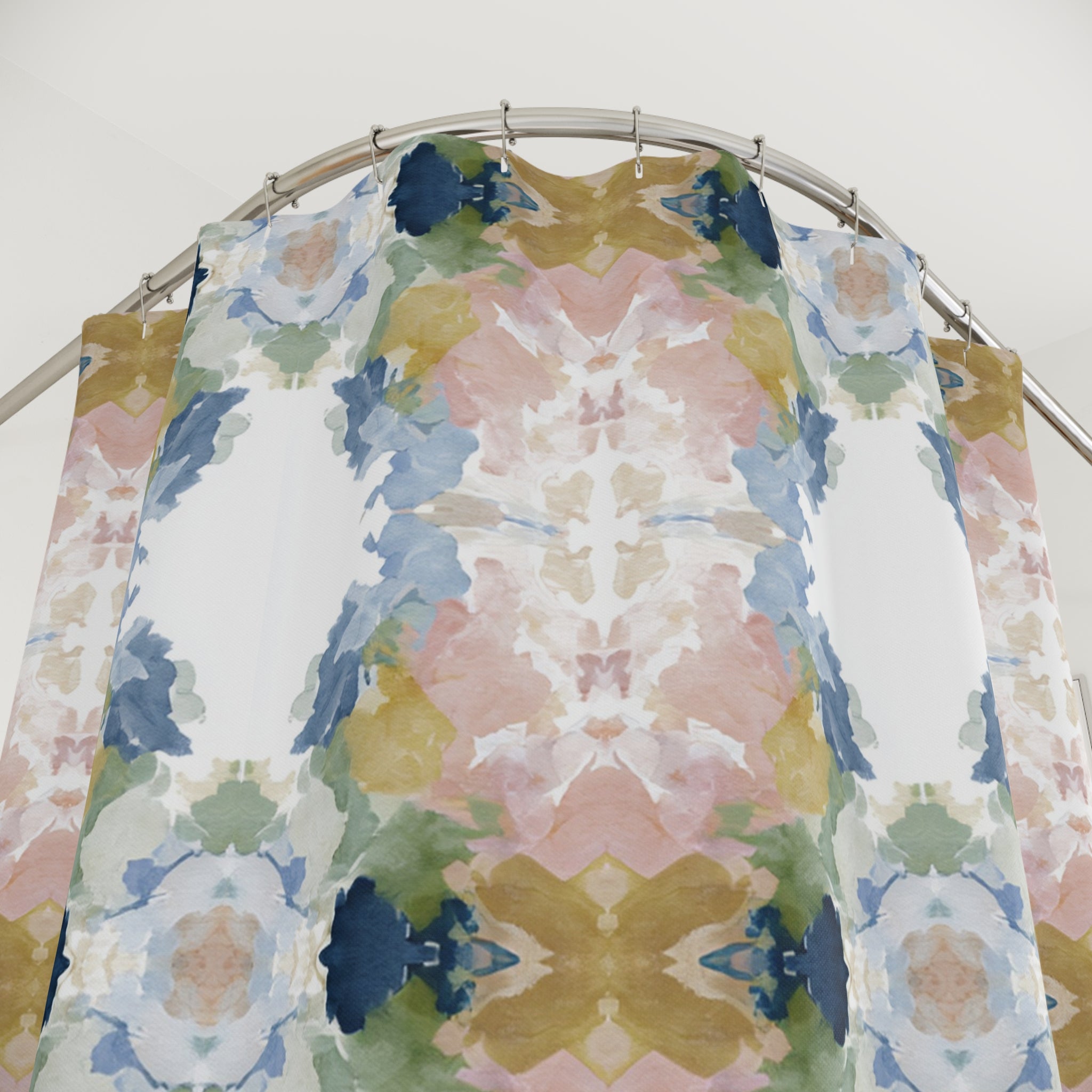 Abstract Shower Curtain | Blue Blush Watercolor Aesthetic