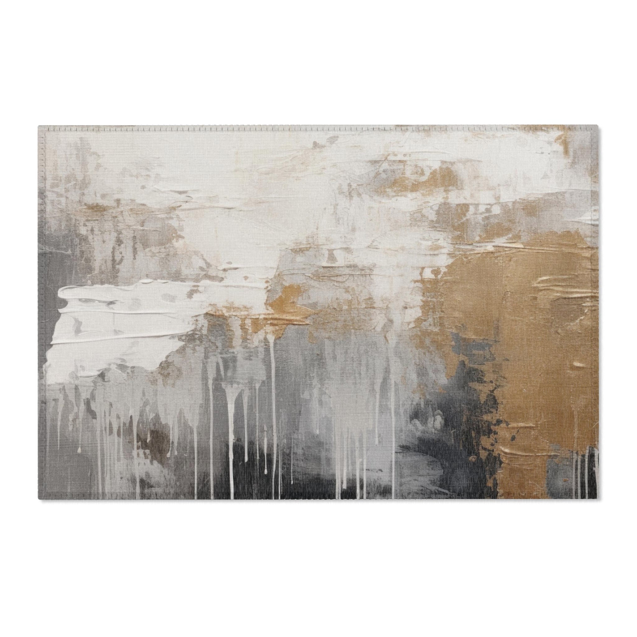 Modern Area Rug | Abstract Earthy Grey, Muted Gold