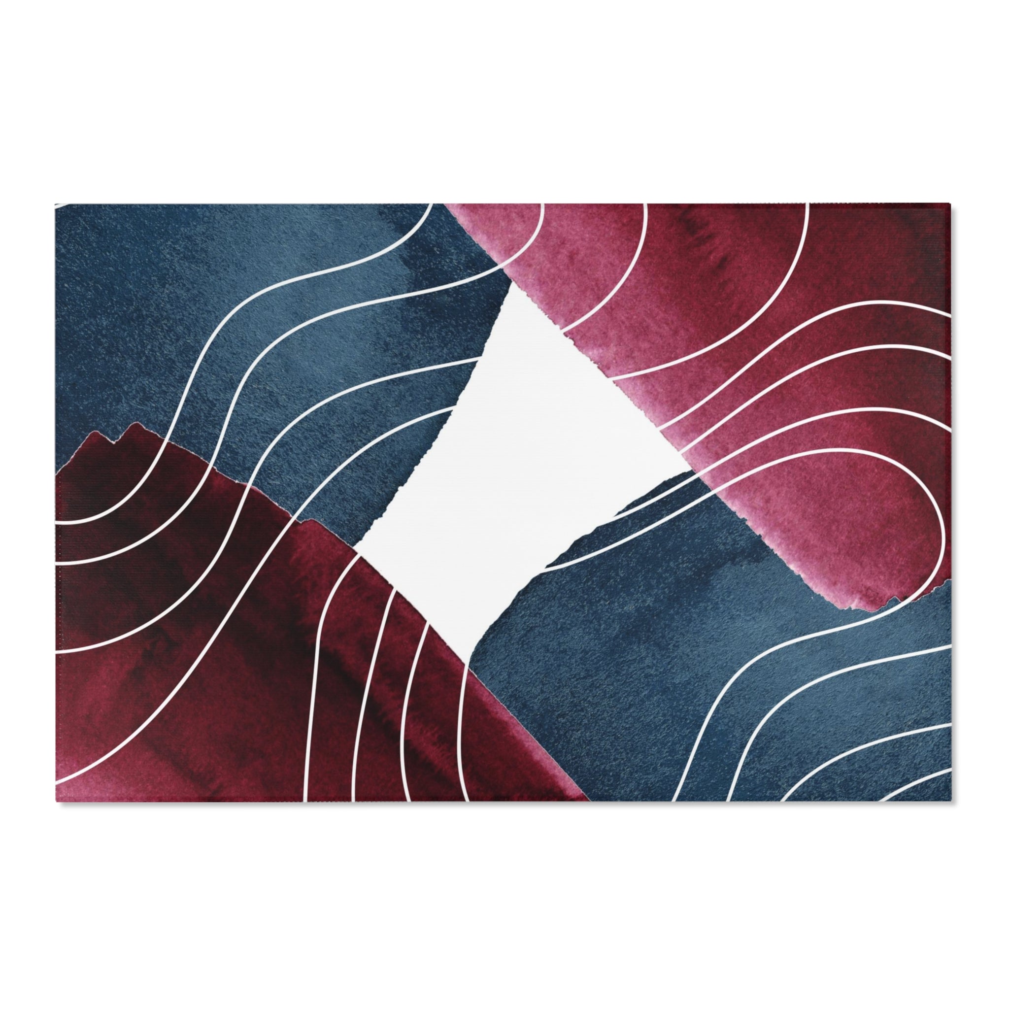 Abstract Boho Area Rug | Burgundy Navy Blue