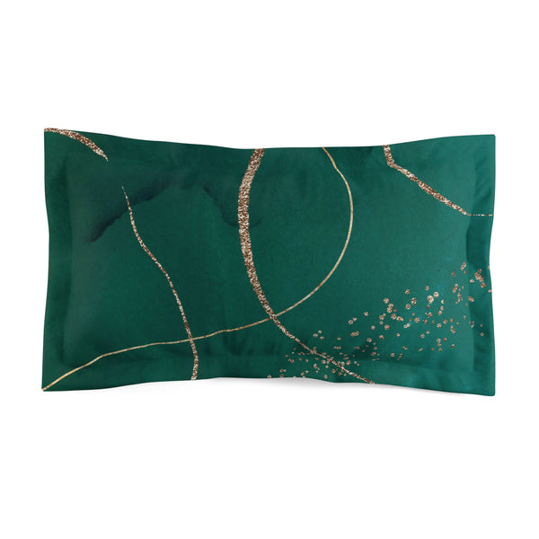 Bedding Pillow Sham | Modern Green, Muted Gold Watercolor