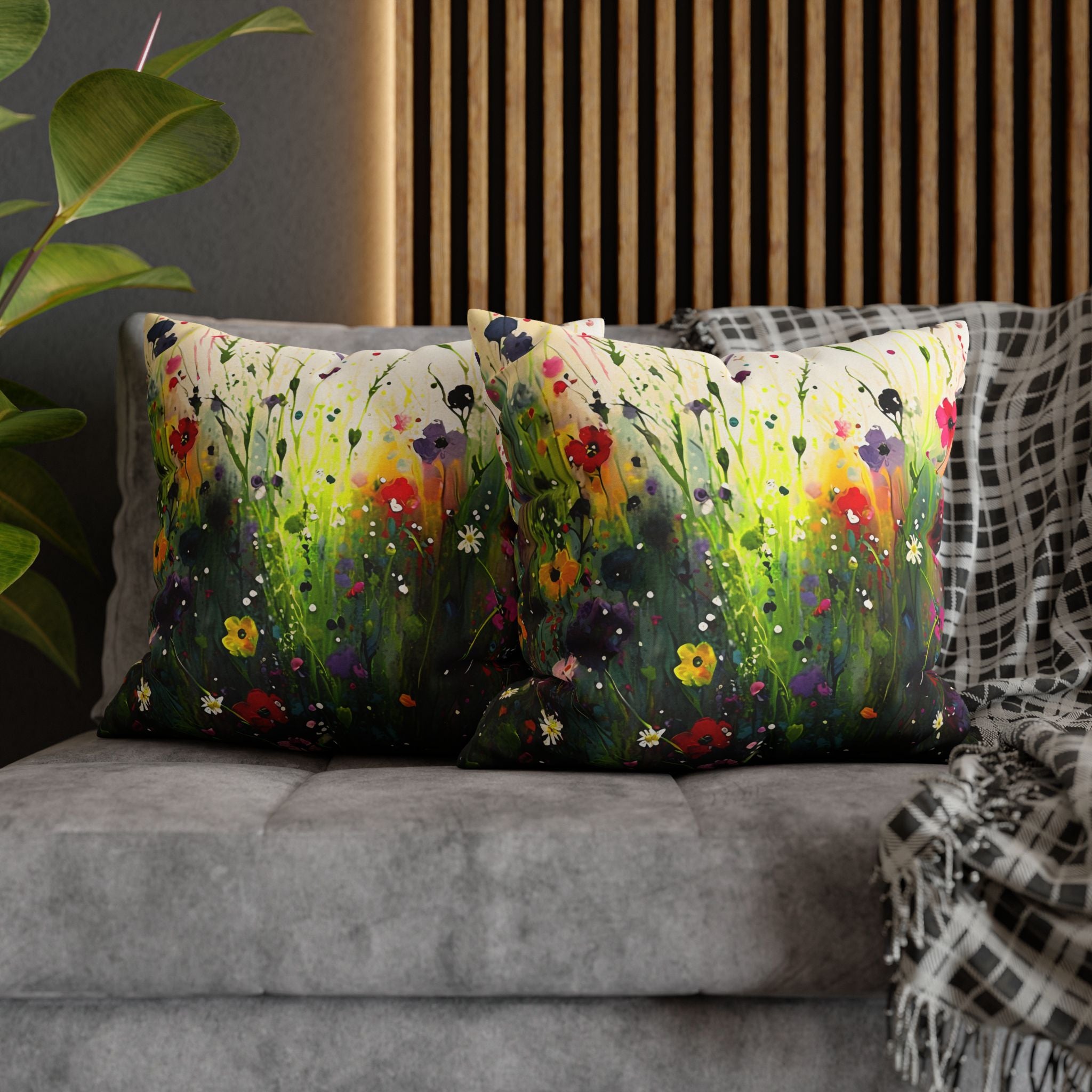 Wildflowers Pillow Cover | Green Forest Florals