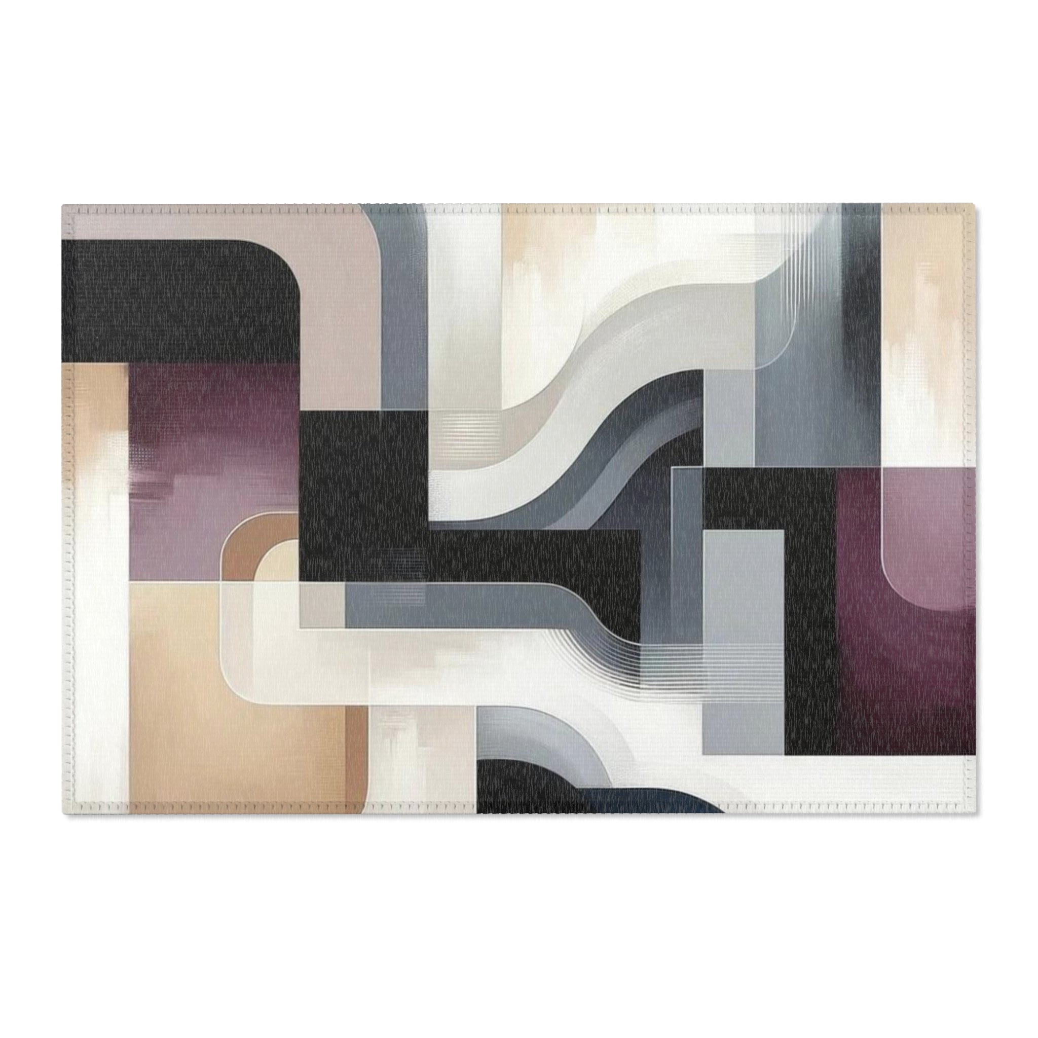 Modern Area Rug | Abstract Geometric Grey Purple Beige