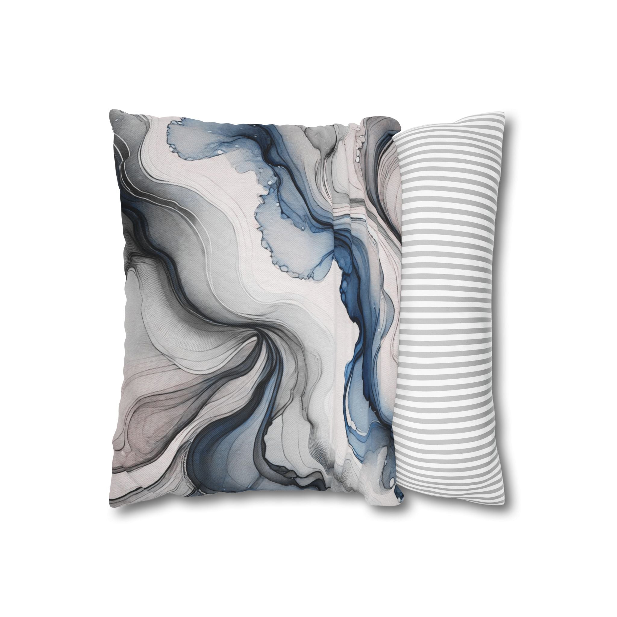 Abstract Pillow Cover | Navy Blue White Watercolor Pillowcase