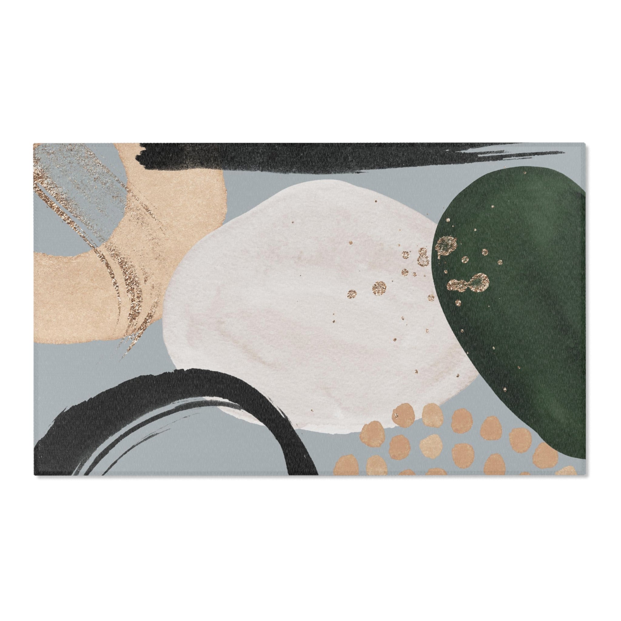Area Rugs, Grey Black Ivory Green Beige Abstract Watercolor