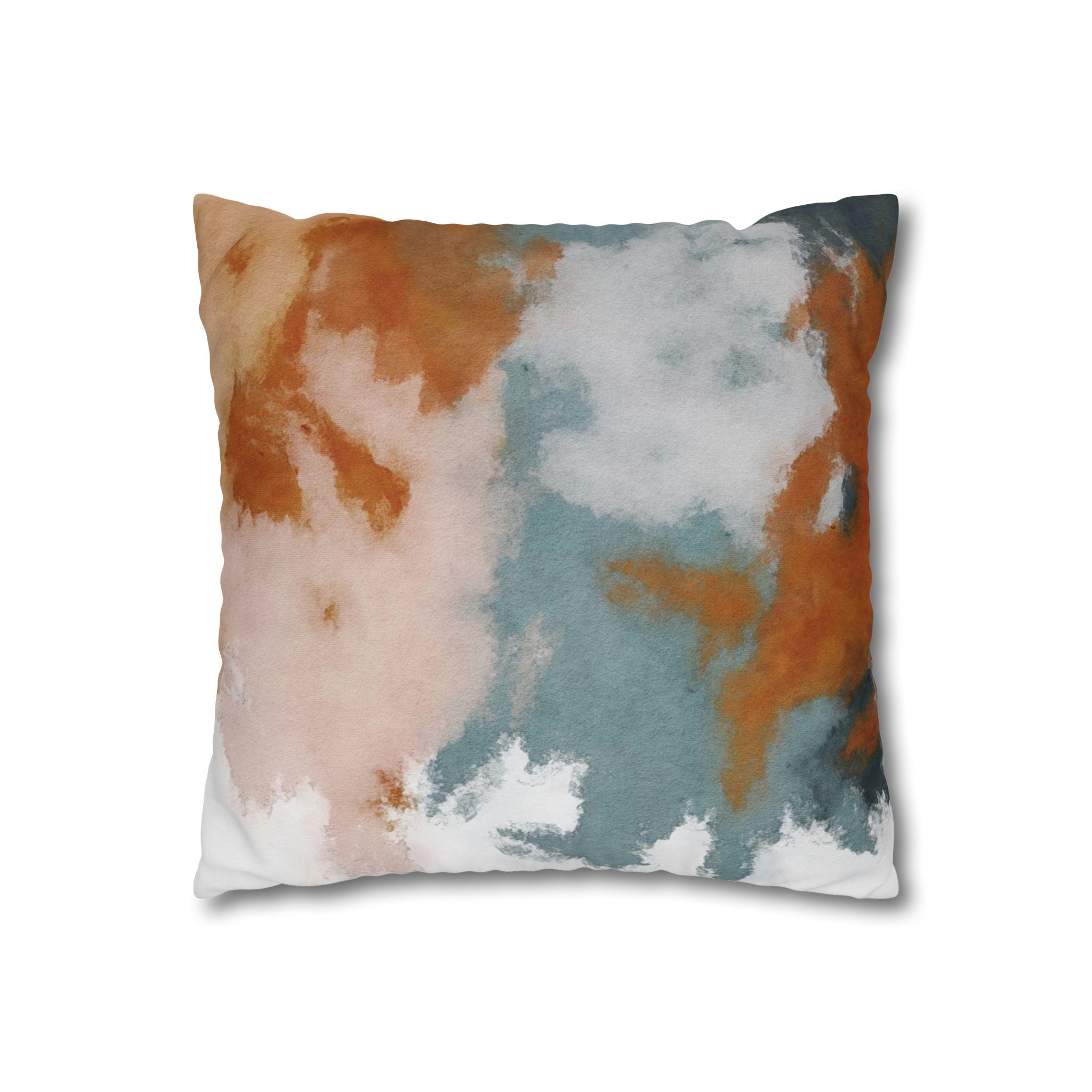 Square Poly Canvas Pillowcase | Muted Rust Blue blush