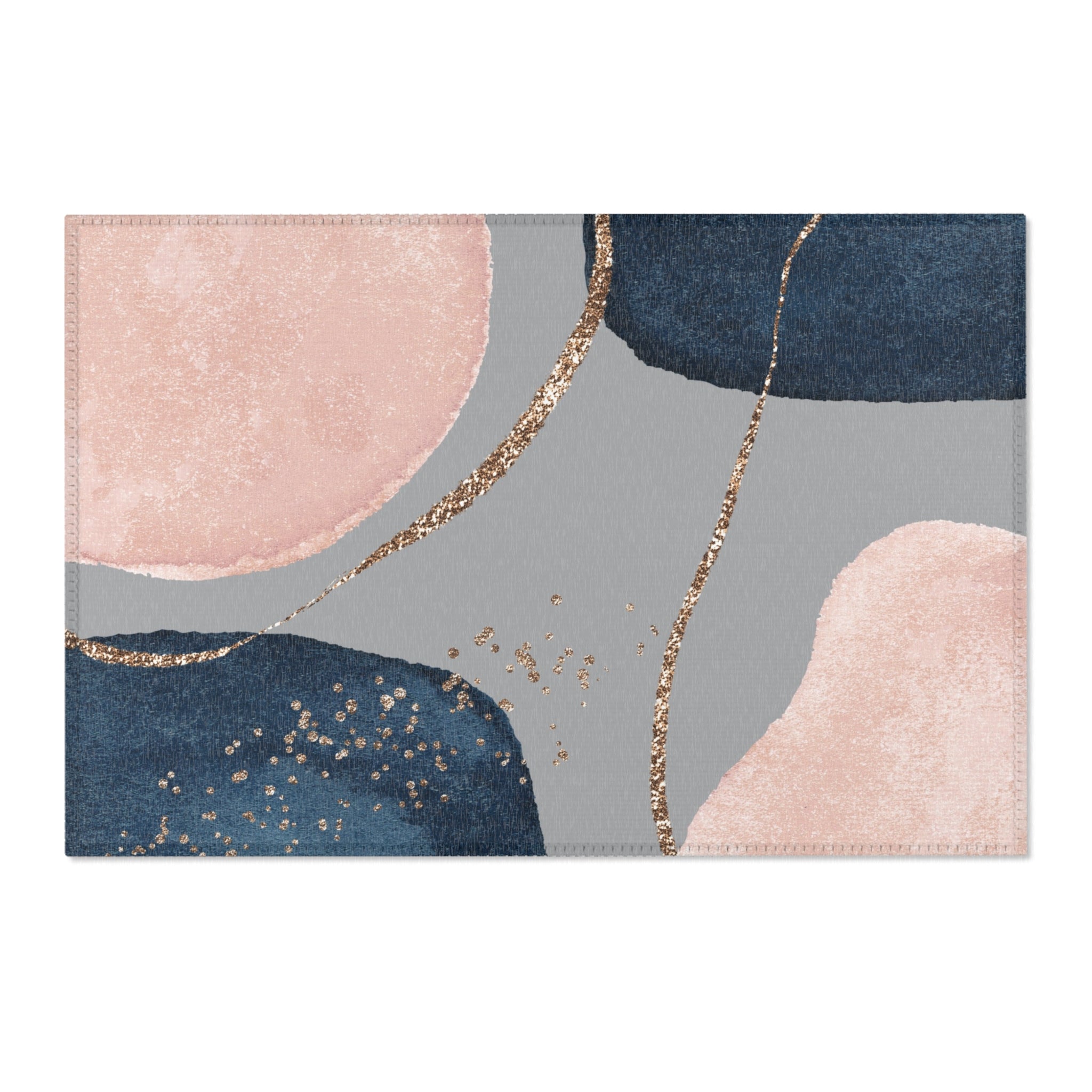 Abstract Area Rug | Watercolor Grey Blush Pink, Blue