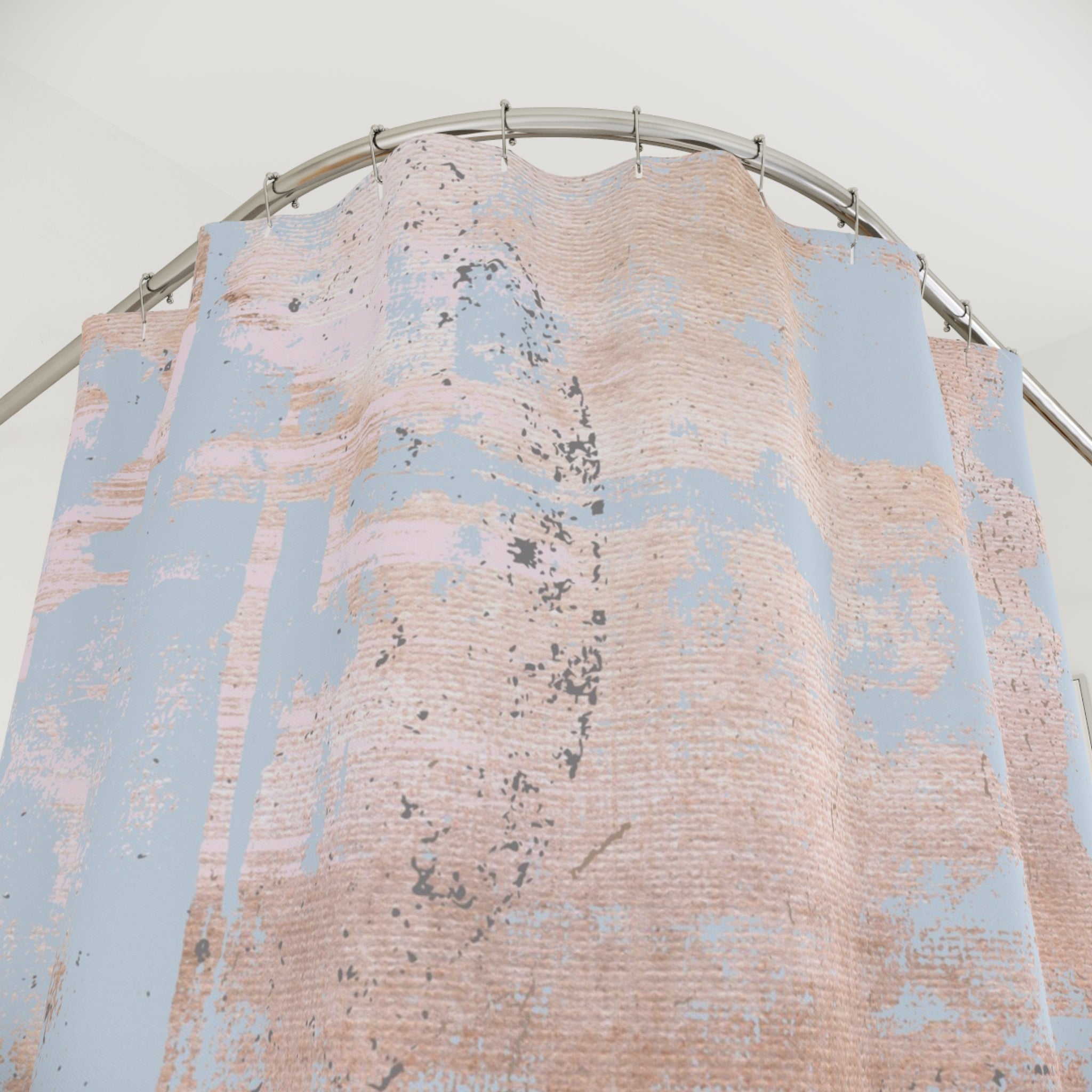 Rustic Pastel Shower Curtain | Sky Blue, Rose Blush Pink Abstract