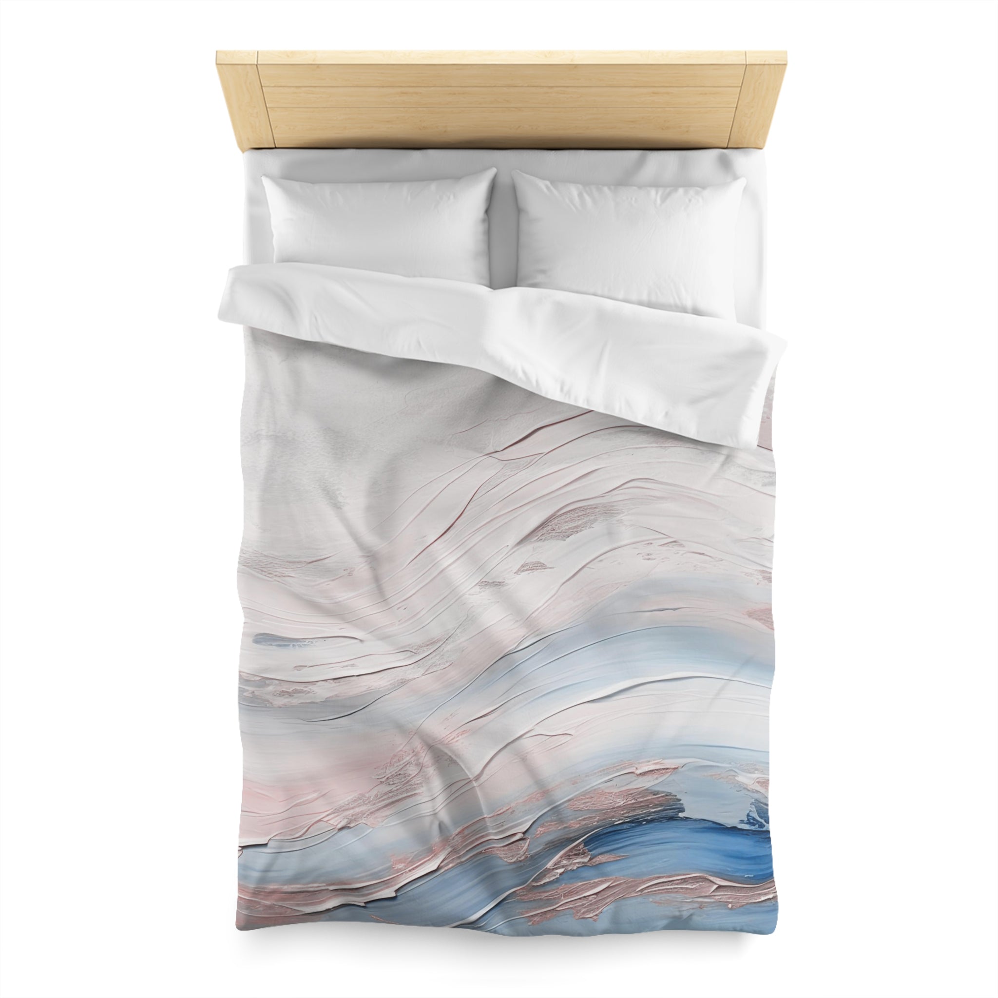 Abstract Duvet Cover | White Blue Waves Bedding Blanket Cover