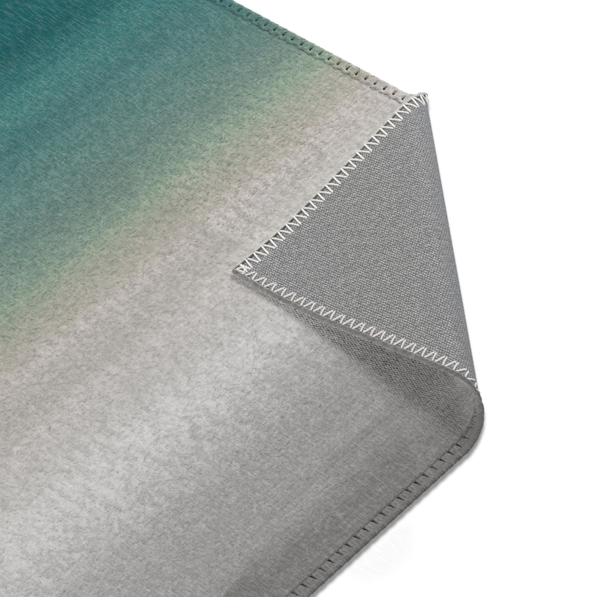 Modern Area Rug | Teal Green, Grey Ombre