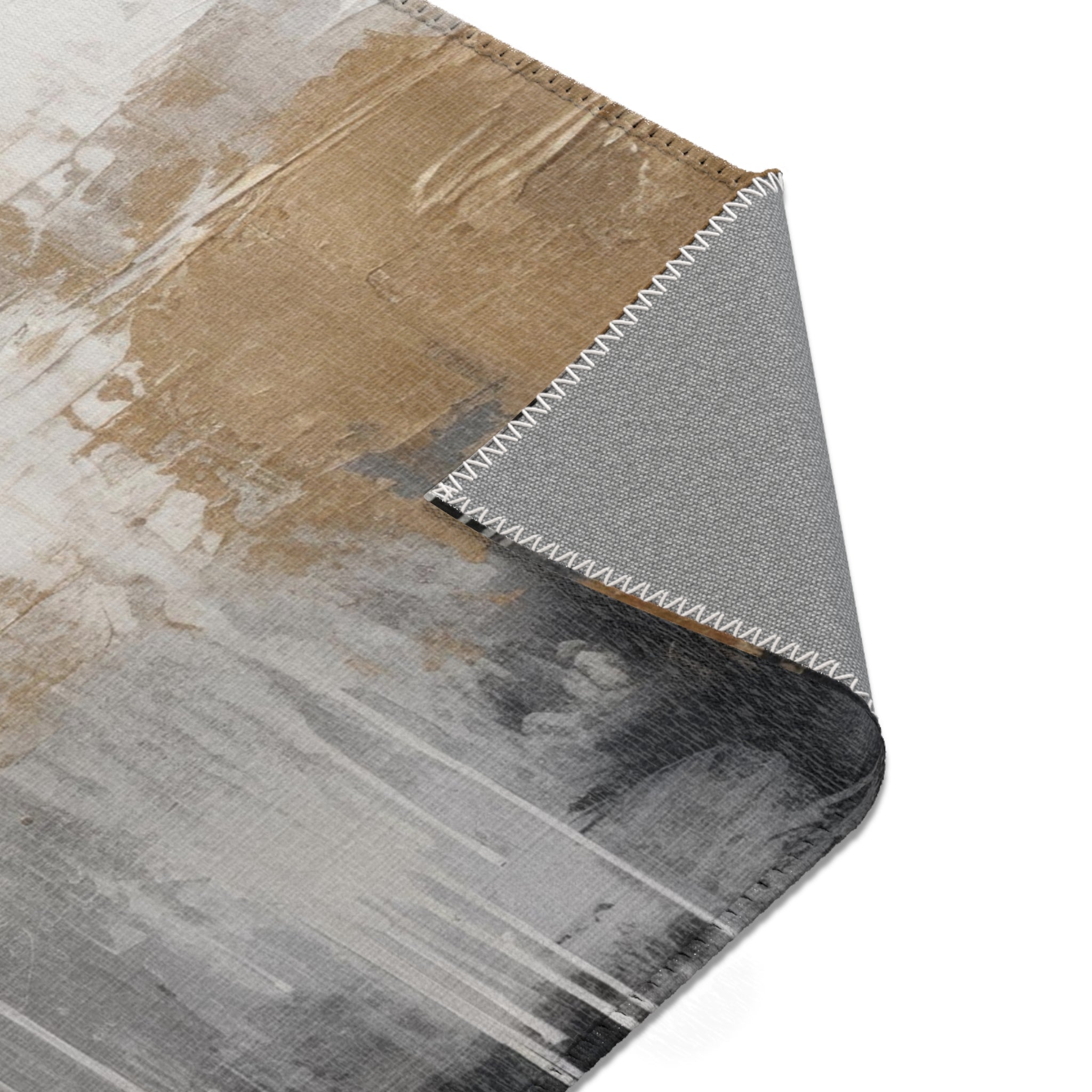 Modern Area Rug | Abstract Earthy Grey, Muted Gold