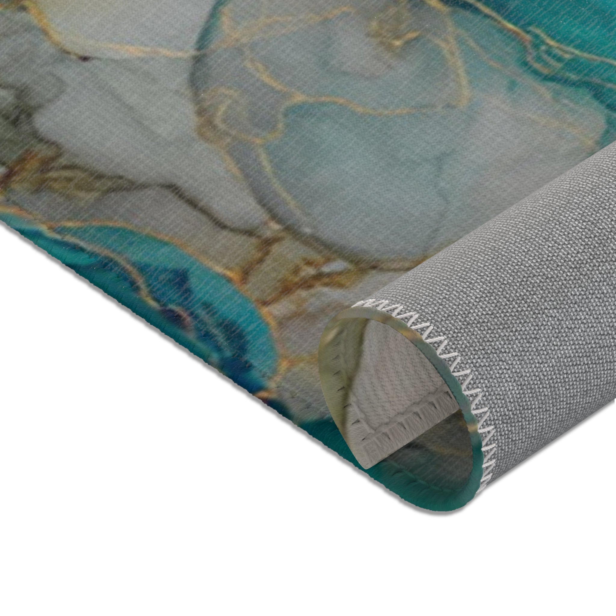 Abstract Area Rug | Floral Teal Blush Beige Watercolor Artsy Rug