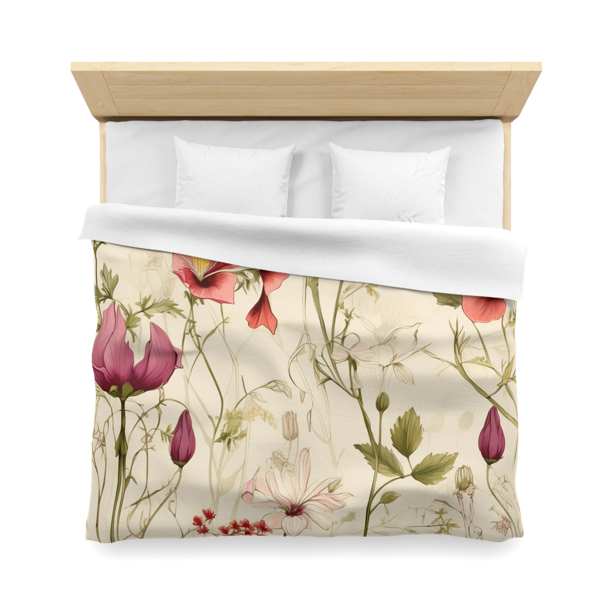 Floral Duvet Cover | Beige, Pink, Sage Green Bedding Duvet Cover